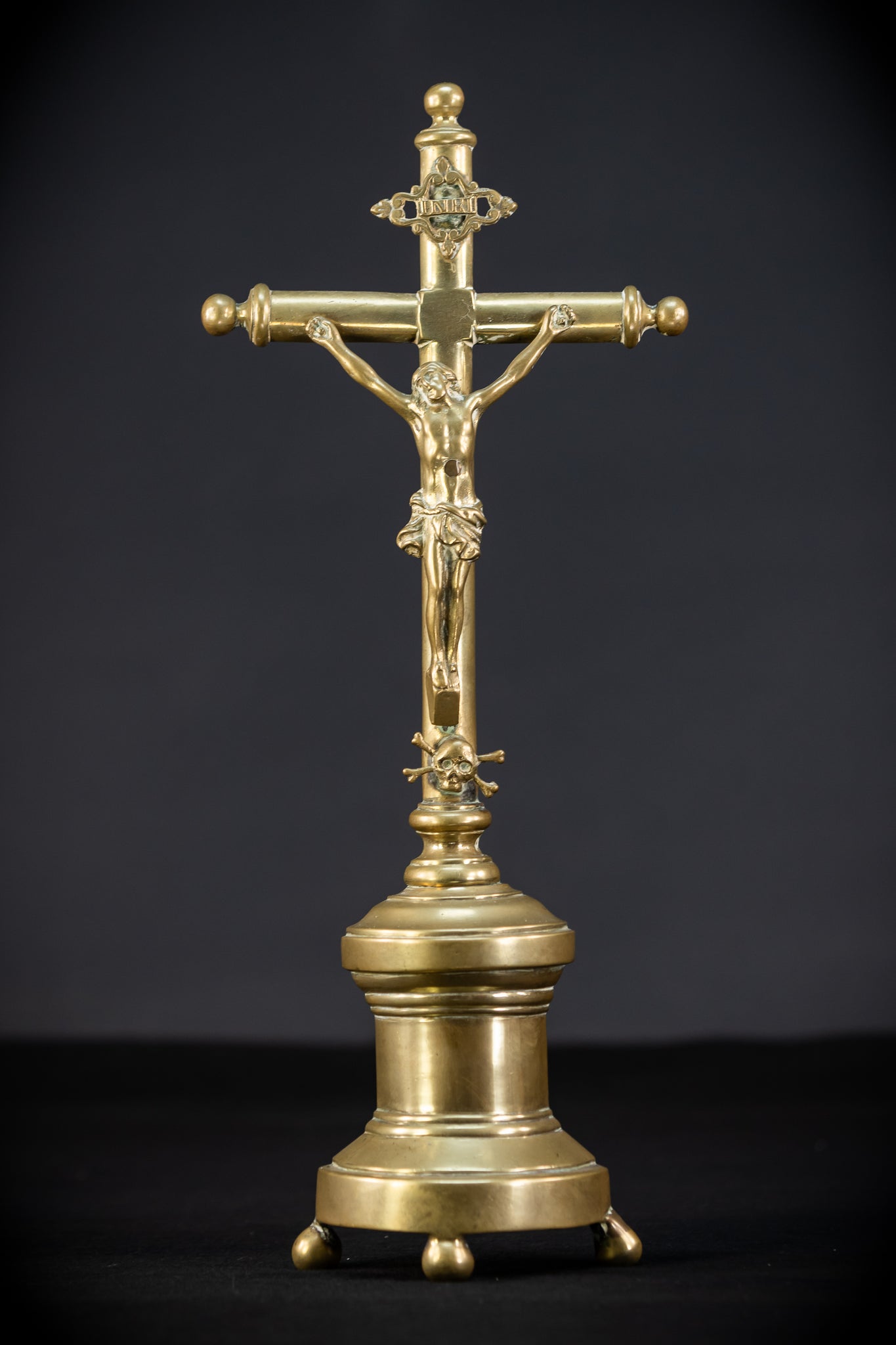 Altar Crucifix Brass | 1700s Antique | 15.9" / 40.5 cm