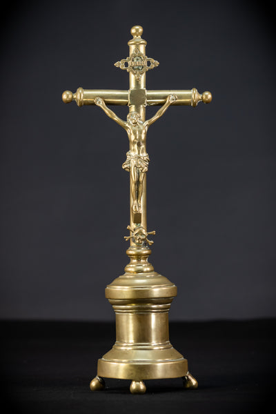 Altar Crucifix Brass | 1700s Antique | 15.9" / 40.5 cm