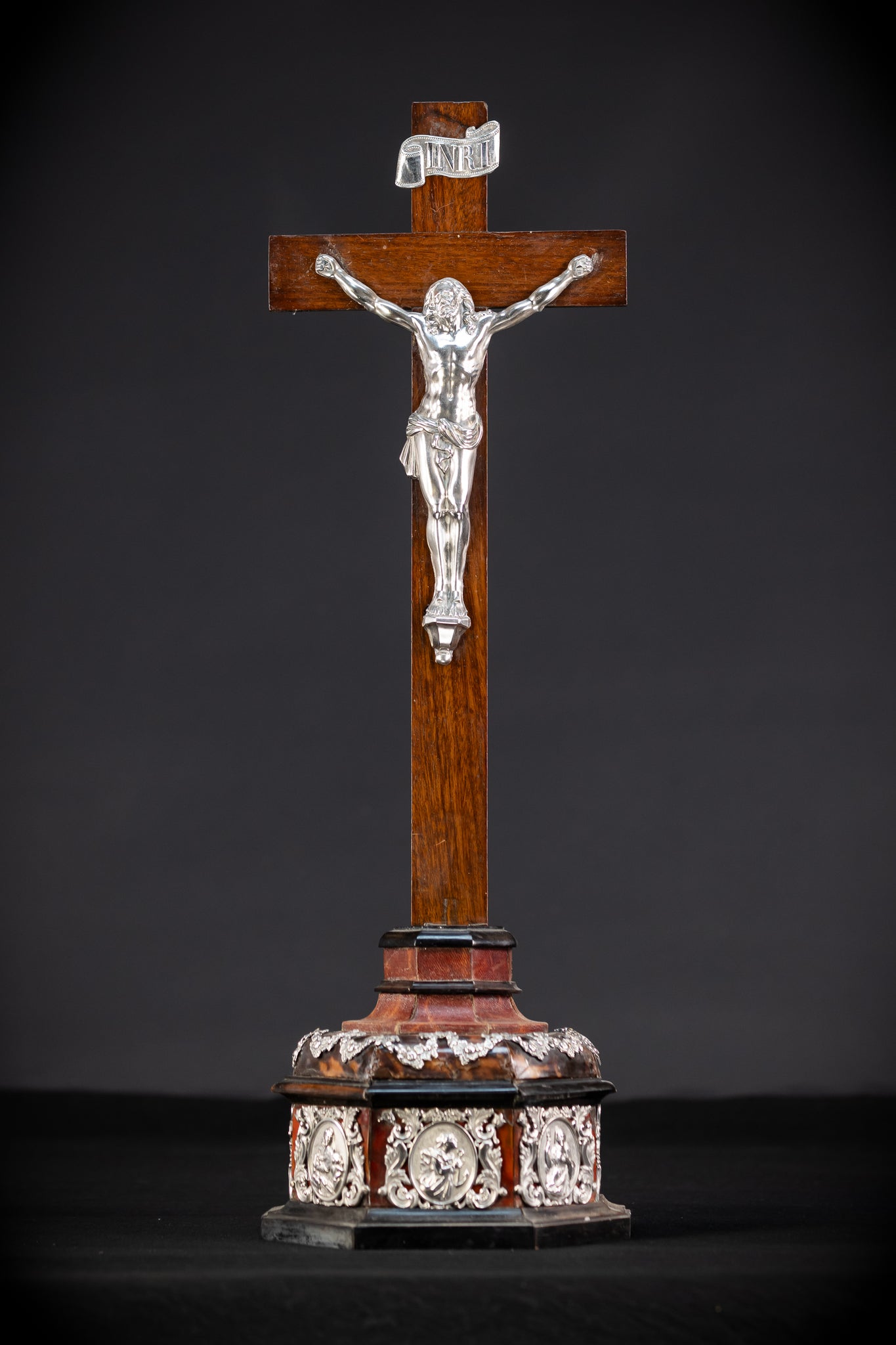 Altar Crucifix | Solid Silver Jesus Christ Antique 22"