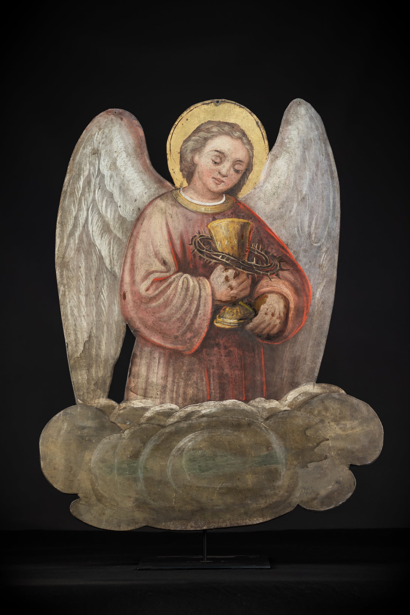 Angel Painting on Metal Sheet | 1800s Antique