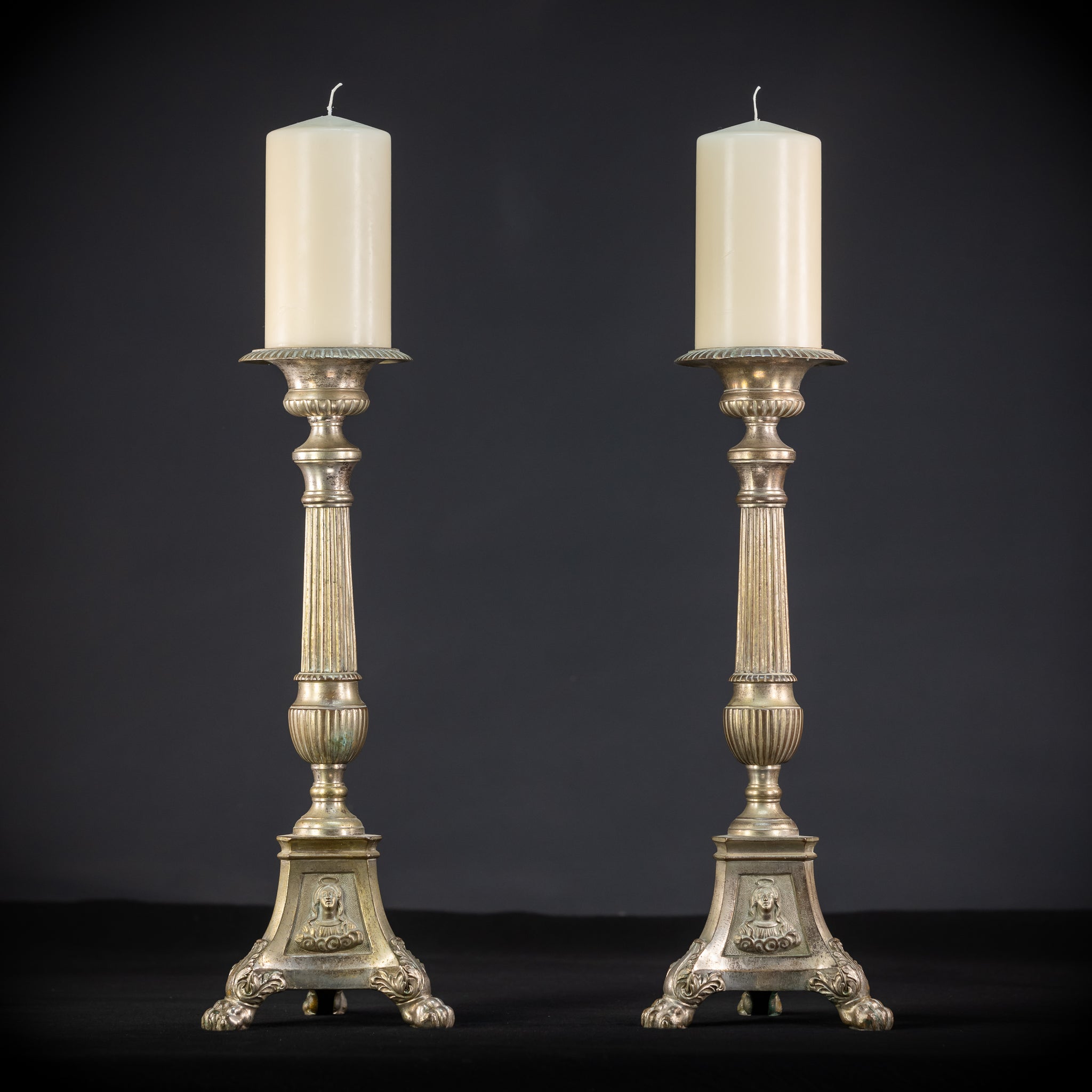 Pair of Candlesticks | French Bronze | 1800s Antique | 19.7 inches / 50 cm