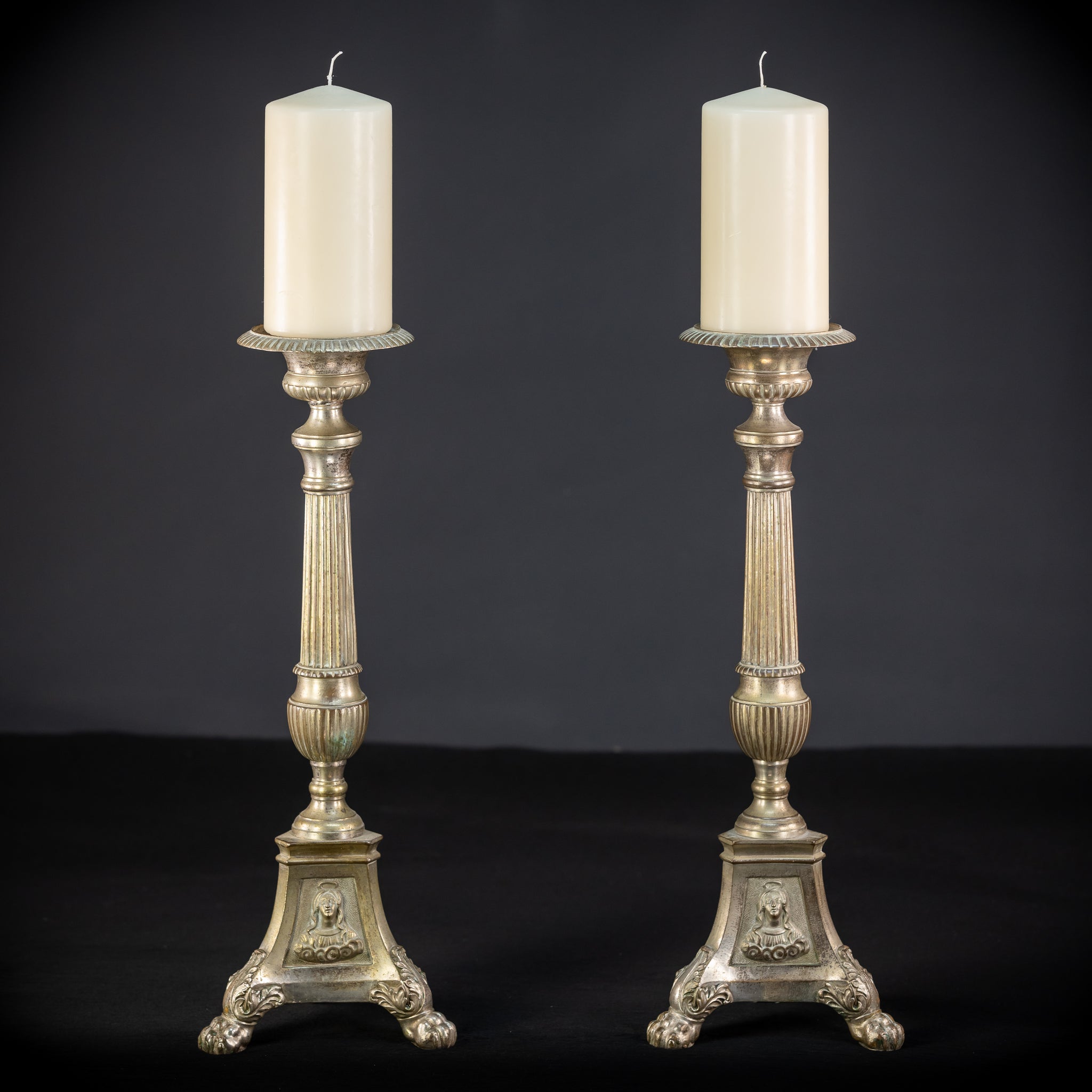 Pair of Candlesticks | French Bronze | 1800s Antique | 19.7 inches / 50 cm