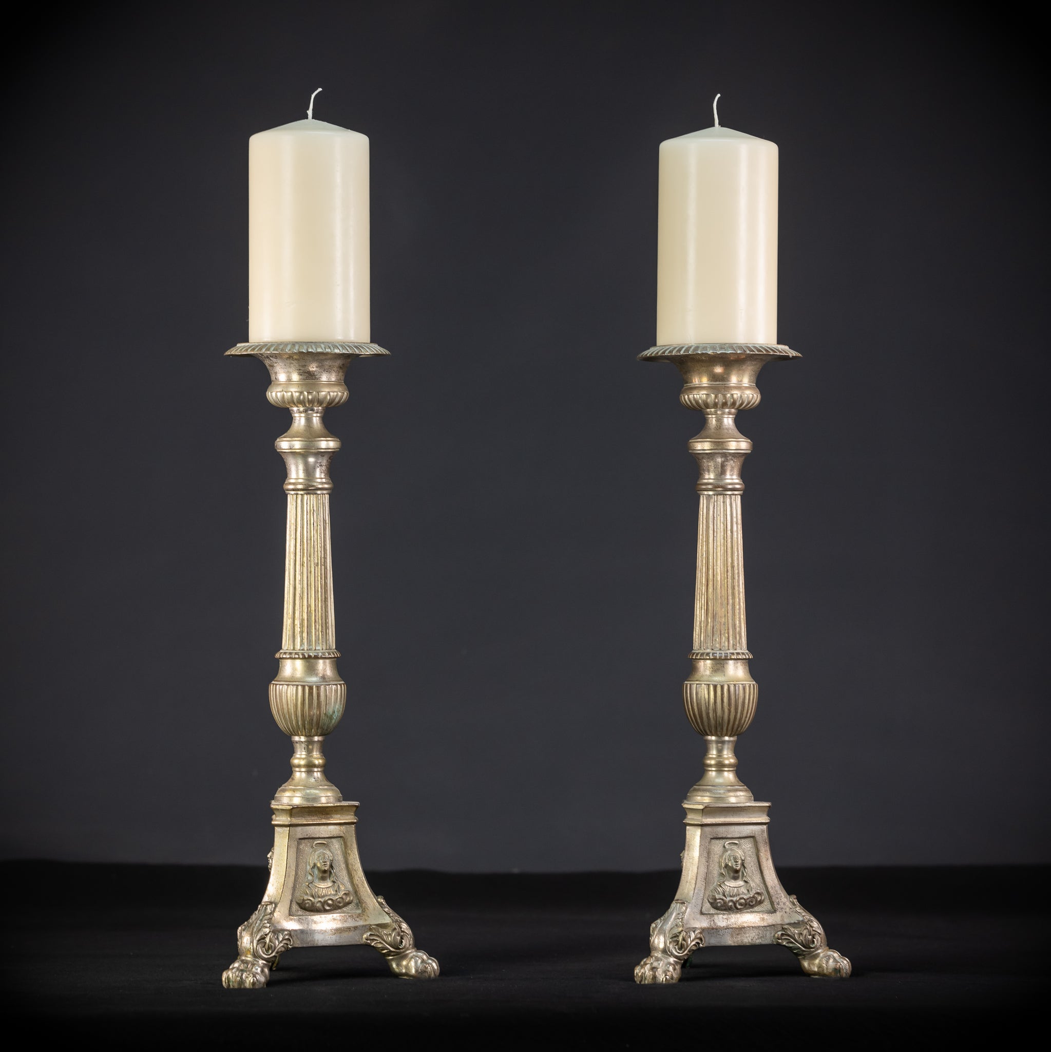 Pair of Candlesticks | French Bronze | 1800s Antique | 19.7 inches / 50 cm