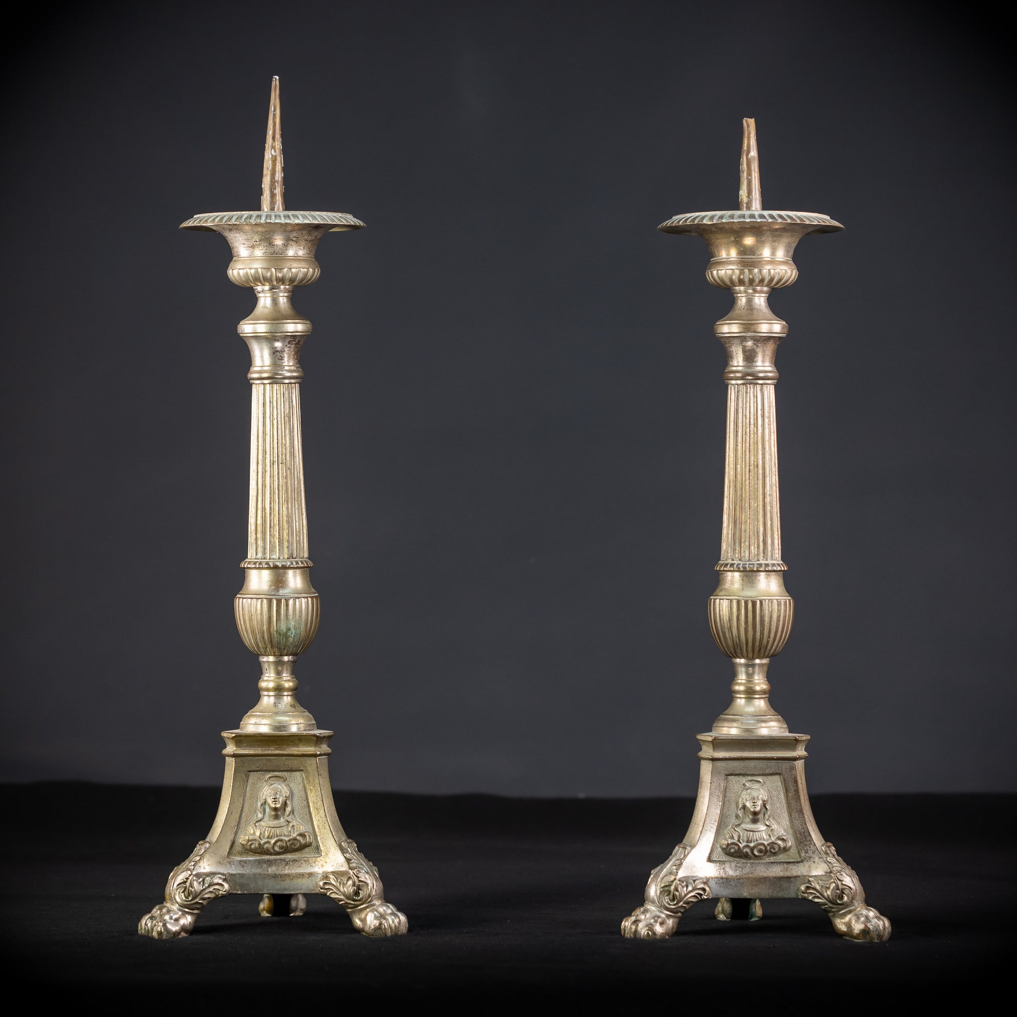 Pair of Candlesticks | French Bronze | 1800s Antique | 19.7 inches / 50 cm