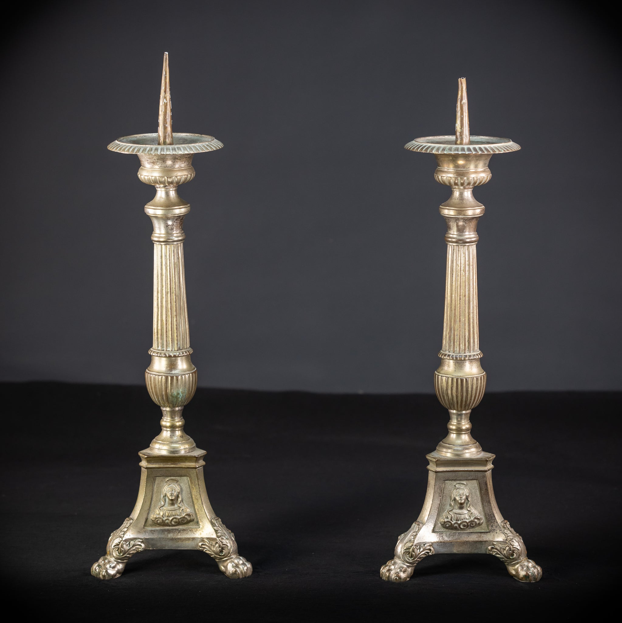 Pair of Candlesticks | French Bronze | 1800s Antique | 19.7 inches / 50 cm