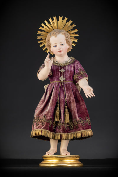 Infant Jesus of Prague Wooden Sculpture | 1800s Antique