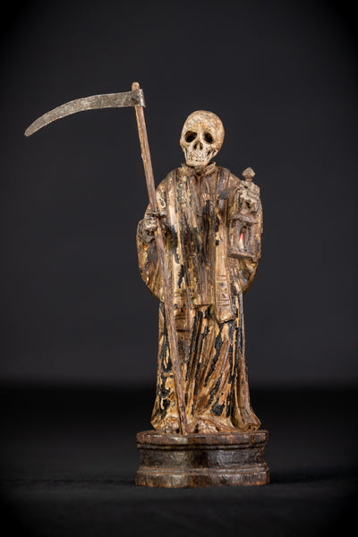 Memento Mori Wood Carving | 1700s Antique | 9.3" / 23.5 cm