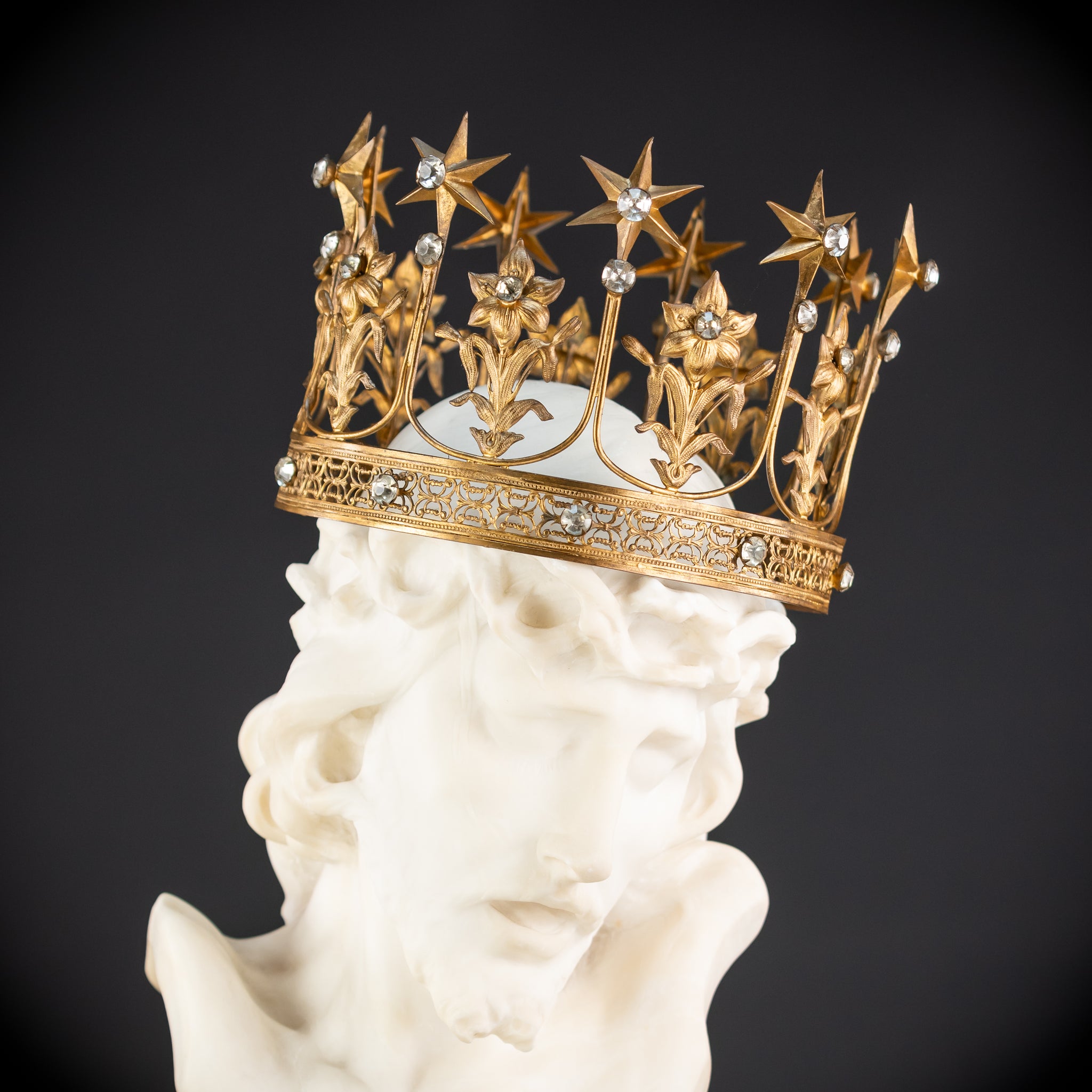 Brass Head Crown for Madonna | 1800s Antique | 8.1” / 20.5 cm