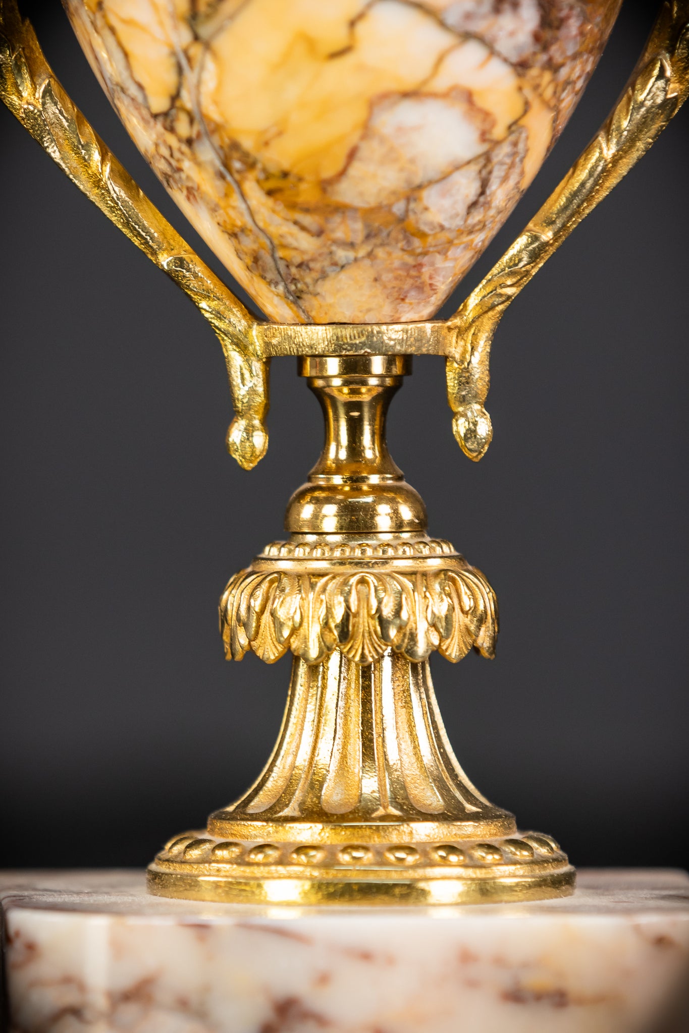 Pair of Urns | Cassolettes Marble and Gilt Bronze | 1800s Antique | 14.2" / 36 cm