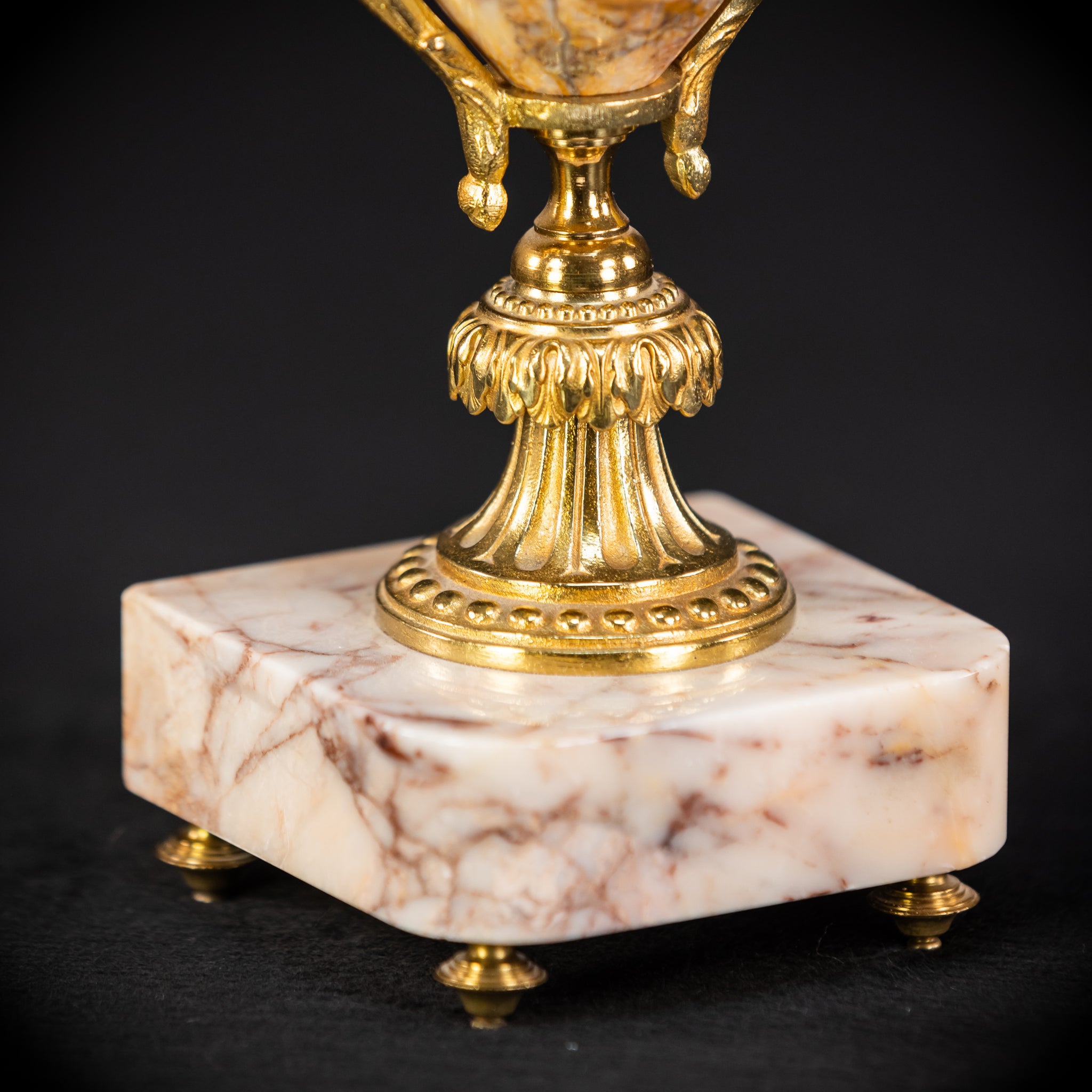 Pair of Urns | Cassolettes Marble and Gilt Bronze | 1800s Antique | 14.2" / 36 cm