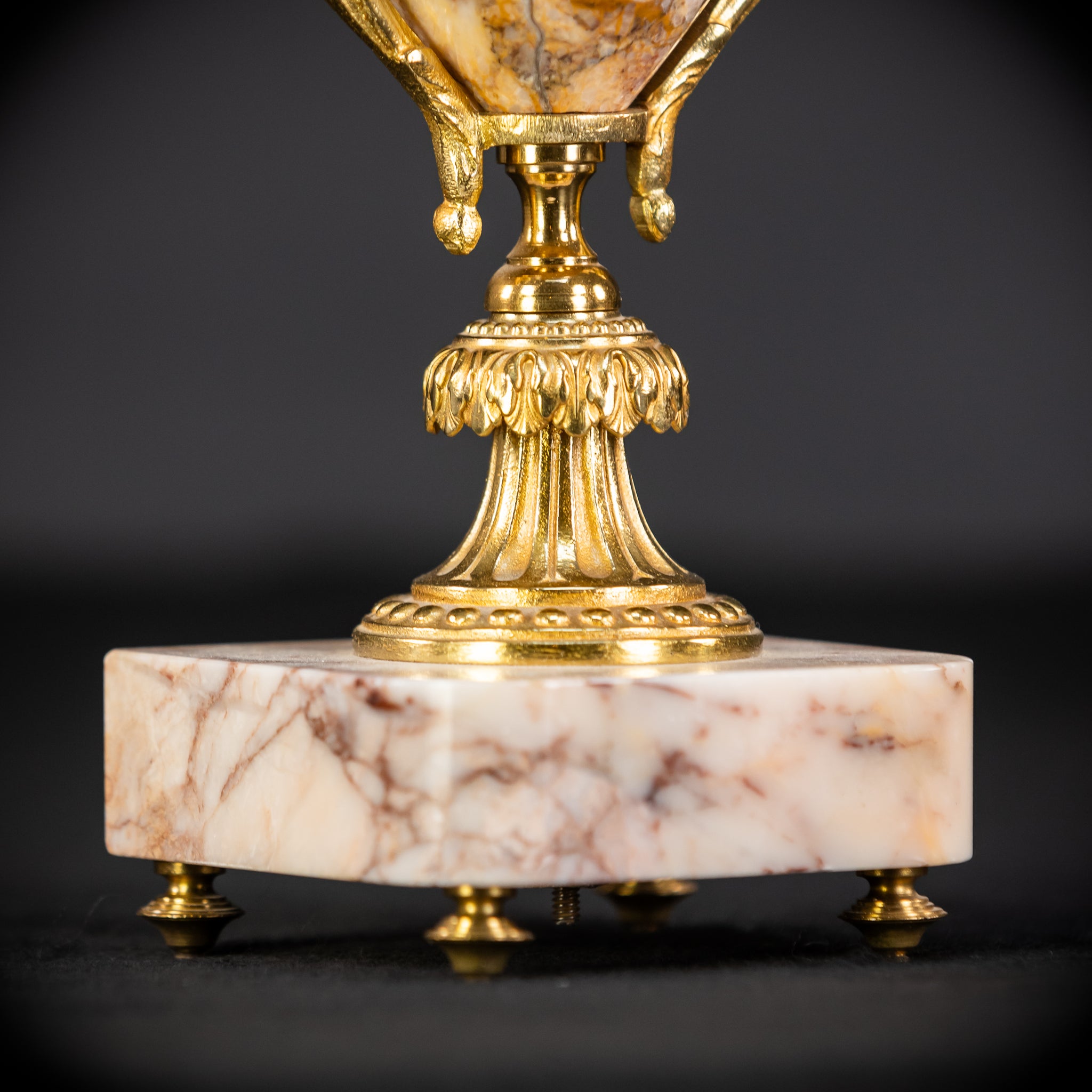 Pair of Urns | Cassolettes Marble and Gilt Bronze | 1800s Antique | 14.2" / 36 cm