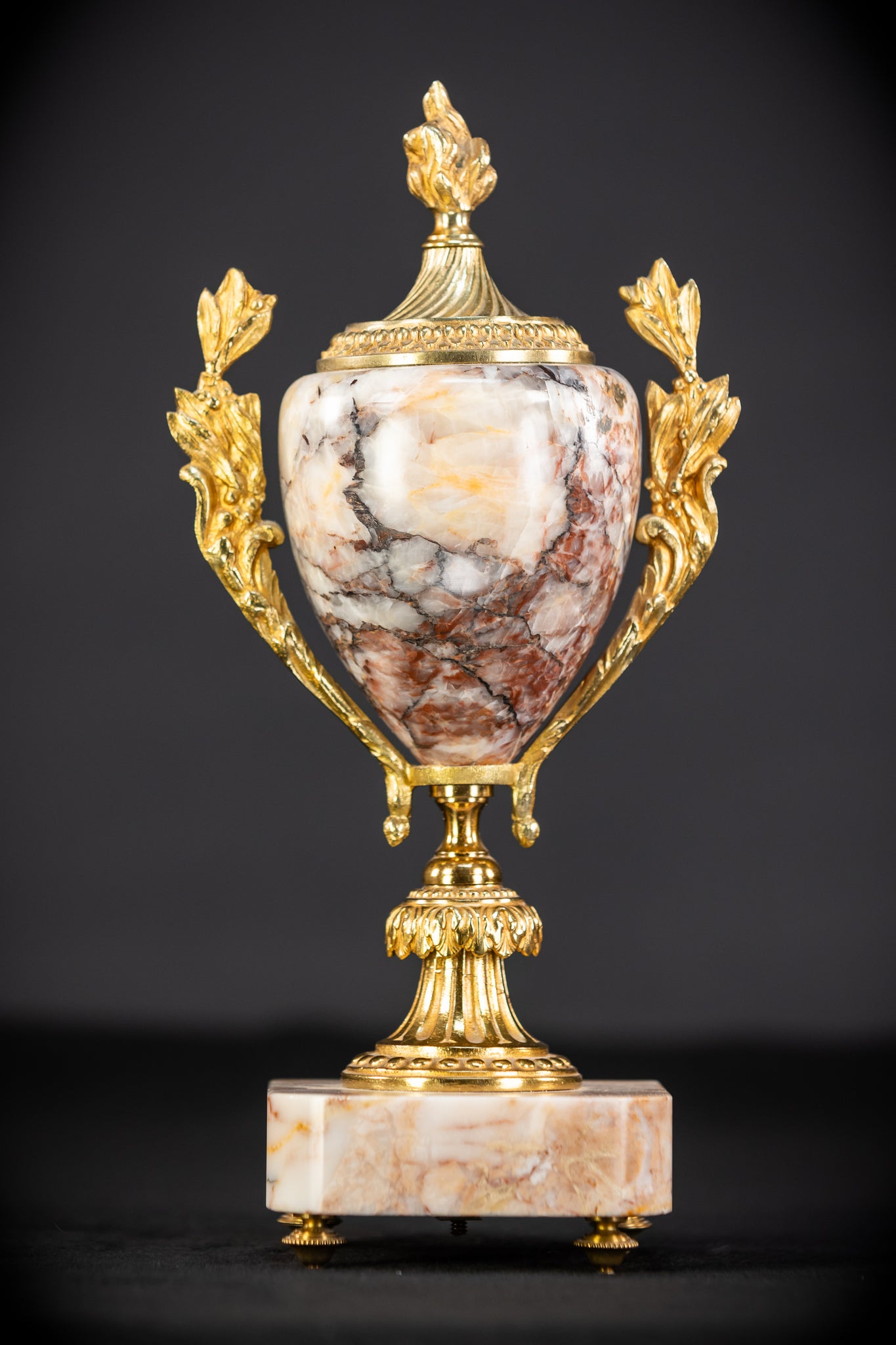 Pair of Urns | Cassolettes Marble and Gilt Bronze | 1800s Antique | 14.2" / 36 cm