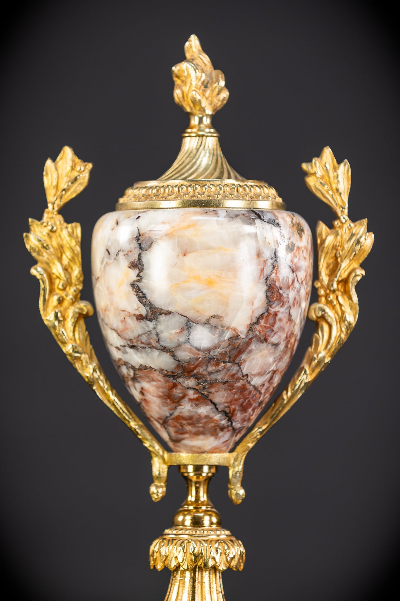 Pair of Urns | Cassolettes Marble and Gilt Bronze | 1800s Antique | 14.2" / 36 cm