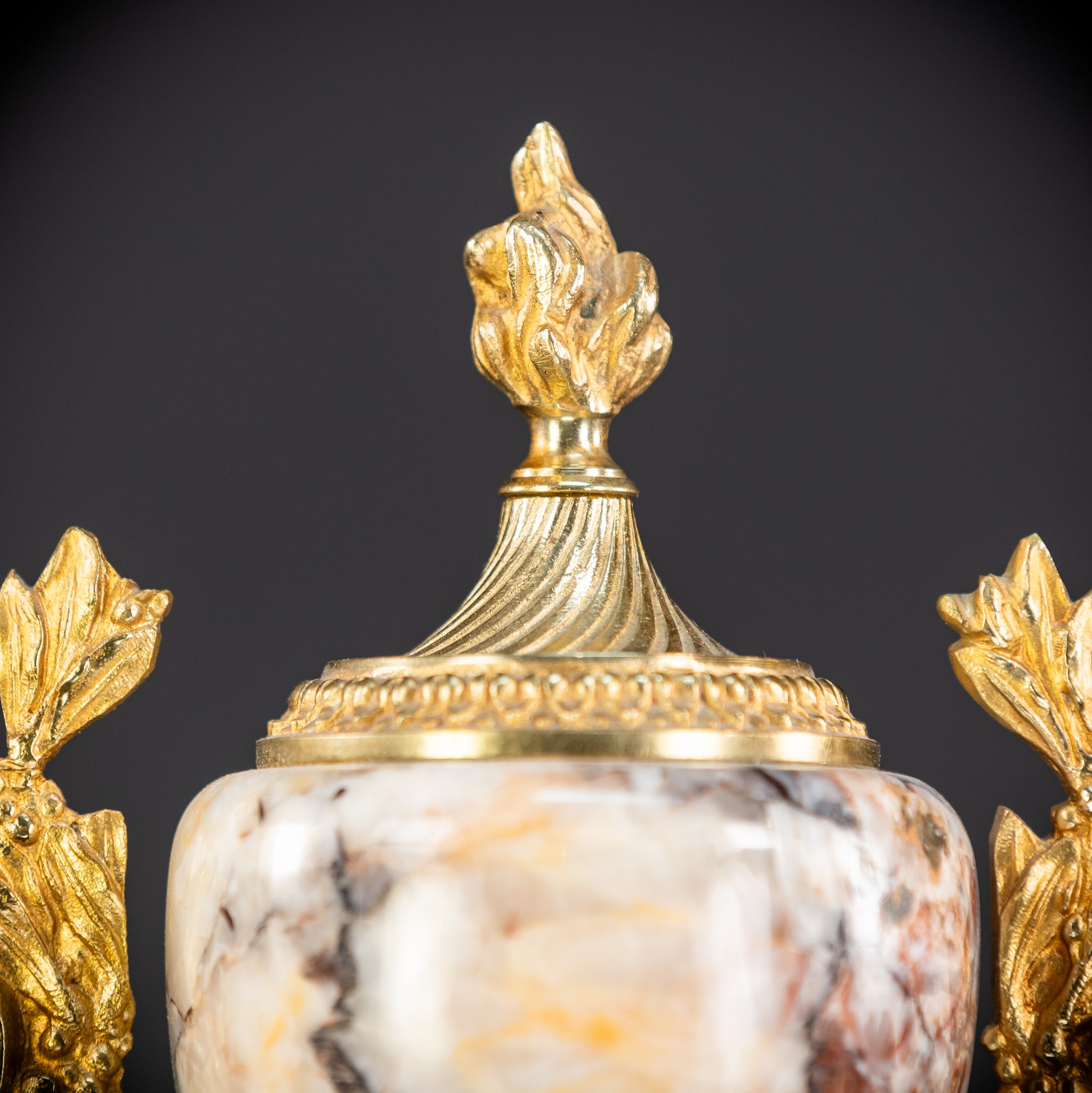 Pair of Urns | Cassolettes Marble and Gilt Bronze | 1800s Antique | 14.2" / 36 cm