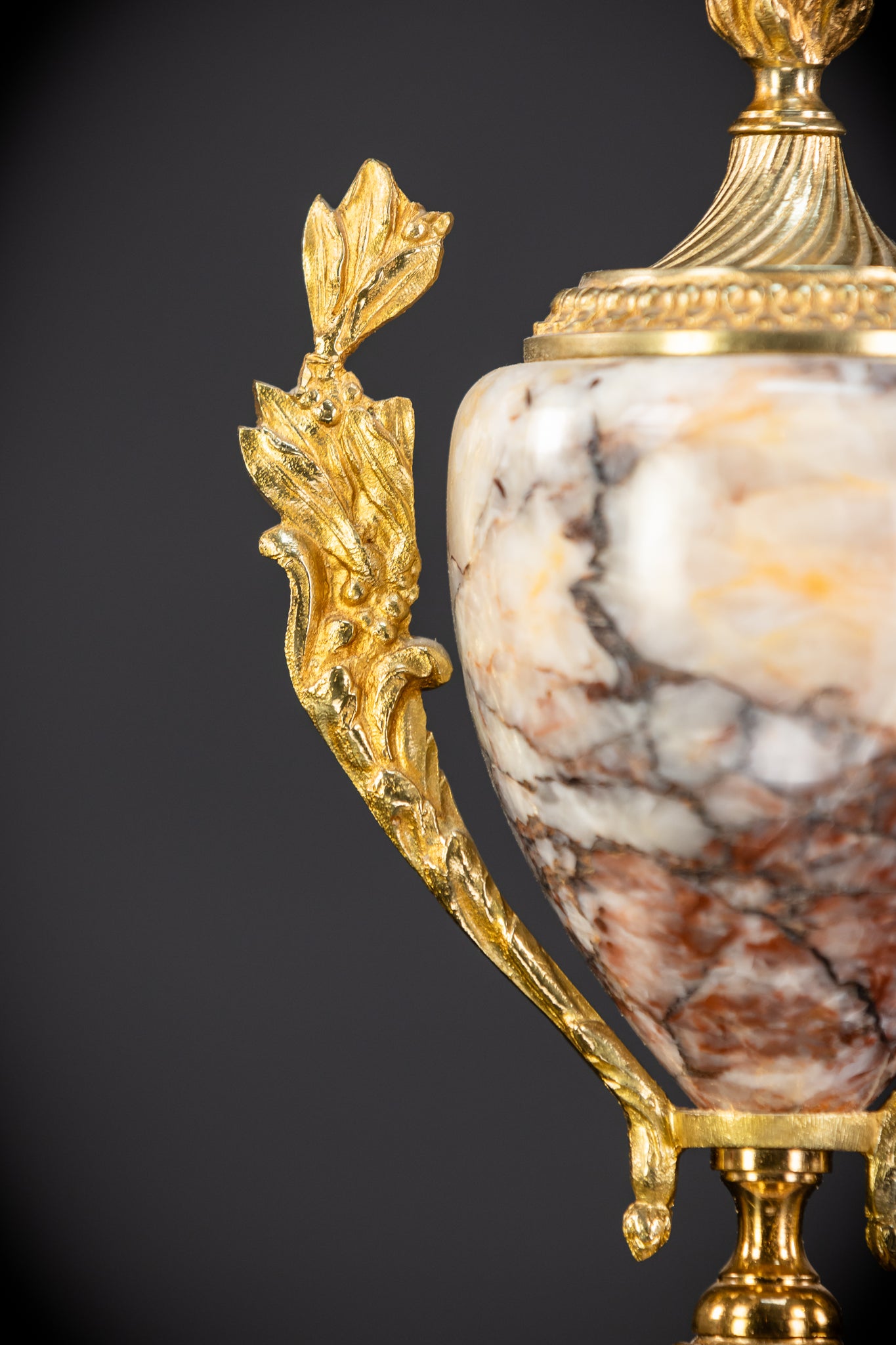 Pair of Urns | Cassolettes Marble and Gilt Bronze | 1800s Antique | 14.2" / 36 cm