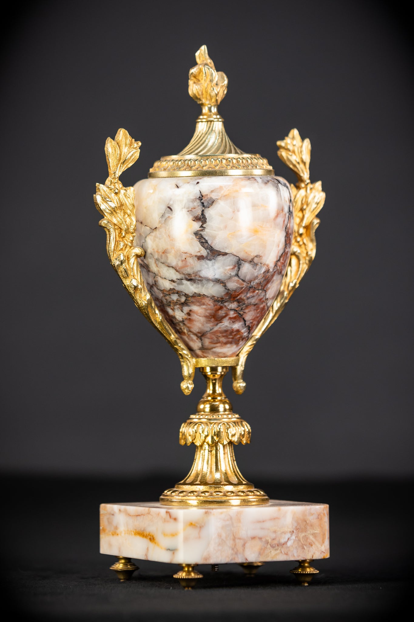 Pair of Urns | Cassolettes Marble and Gilt Bronze | 1800s Antique | 14.2" / 36 cm