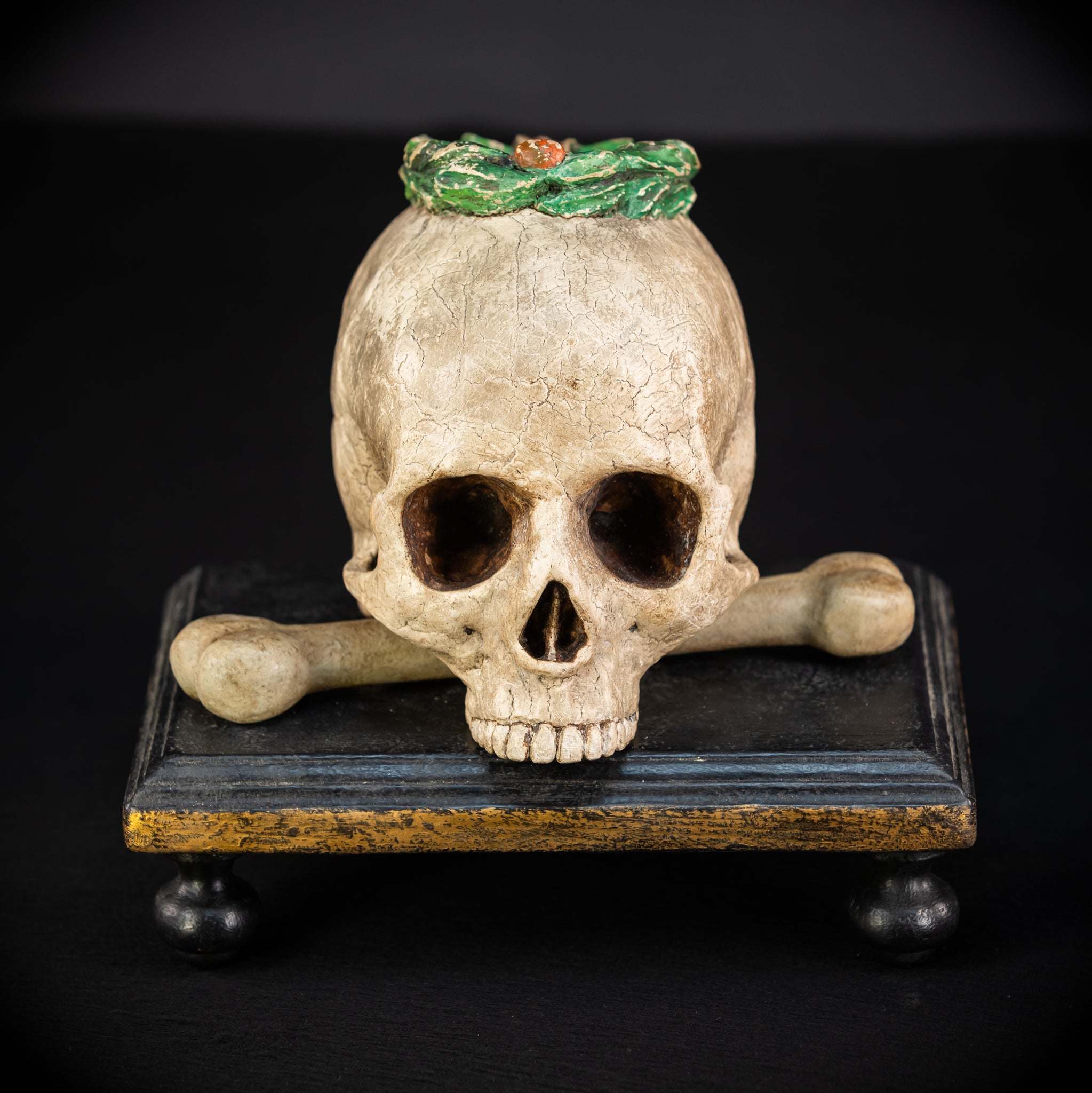 Memento Mori Wood Carving | 1700s Antique | 9.5" / 24 cm