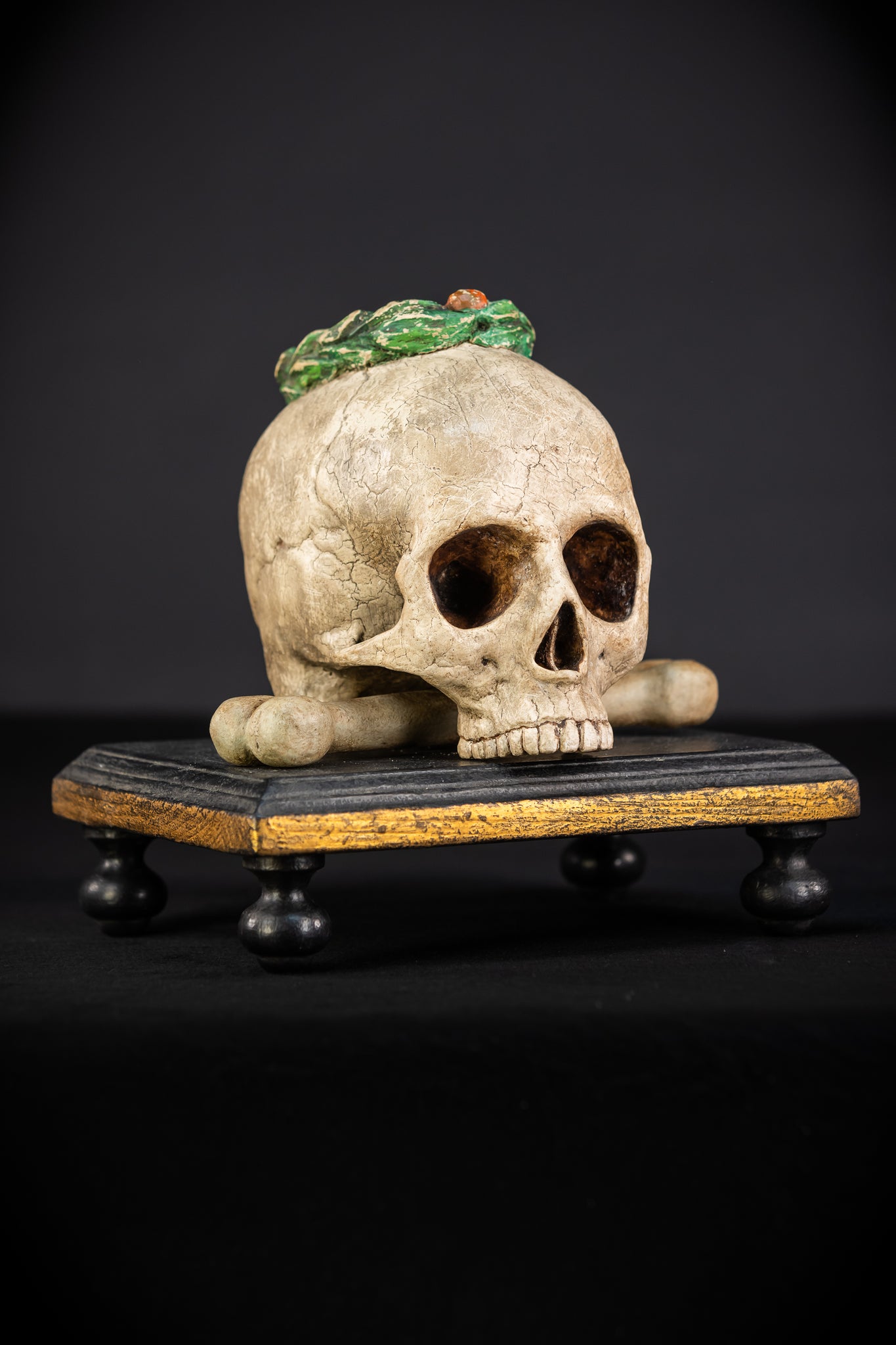 Memento Mori Wood Carving | 1700s Antique | 9.5" / 24 cm