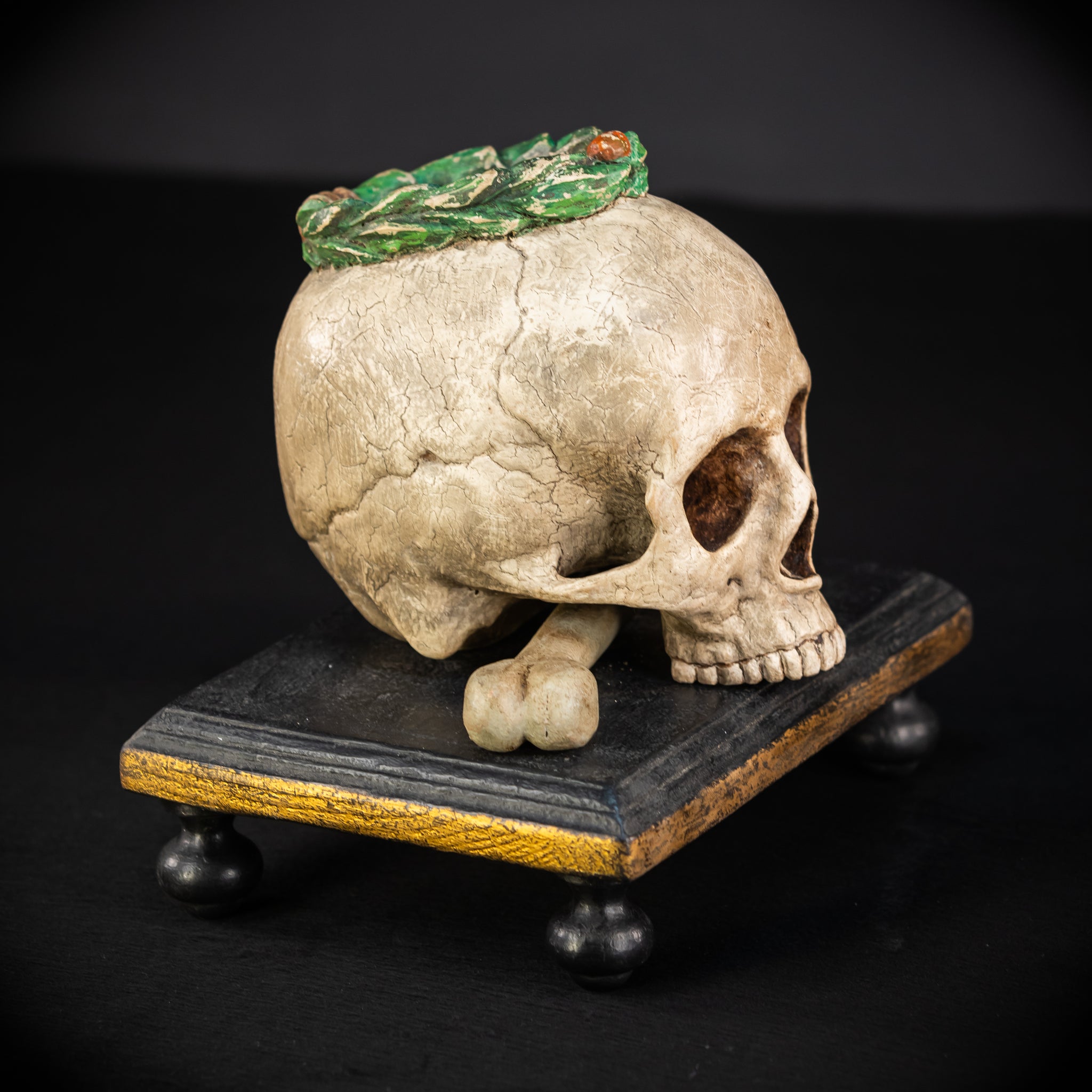 Memento Mori Wood Carving | 1700s Antique | 9.5" / 24 cm