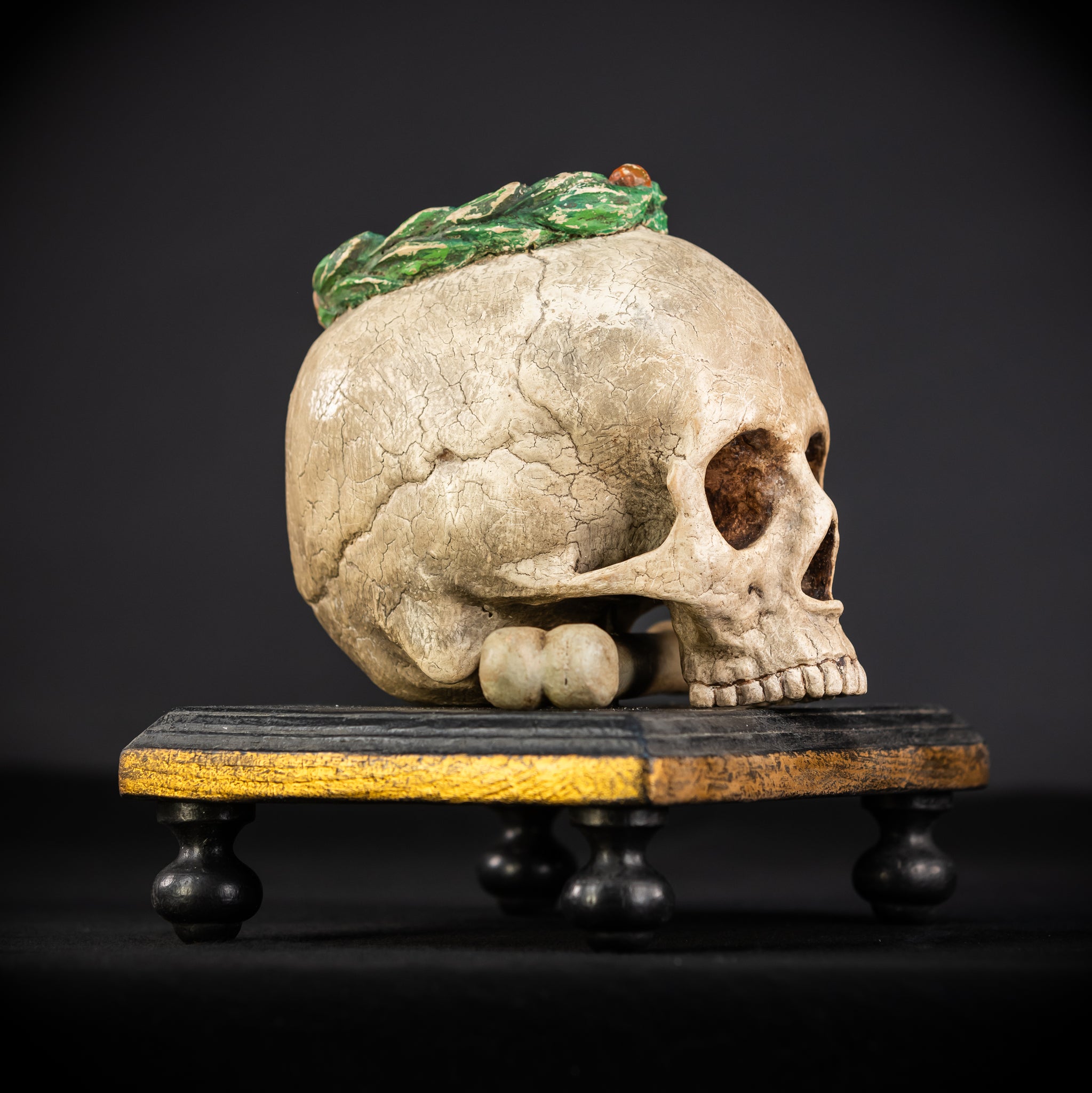 Memento Mori Wood Carving | 1700s Antique | 9.5" / 24 cm