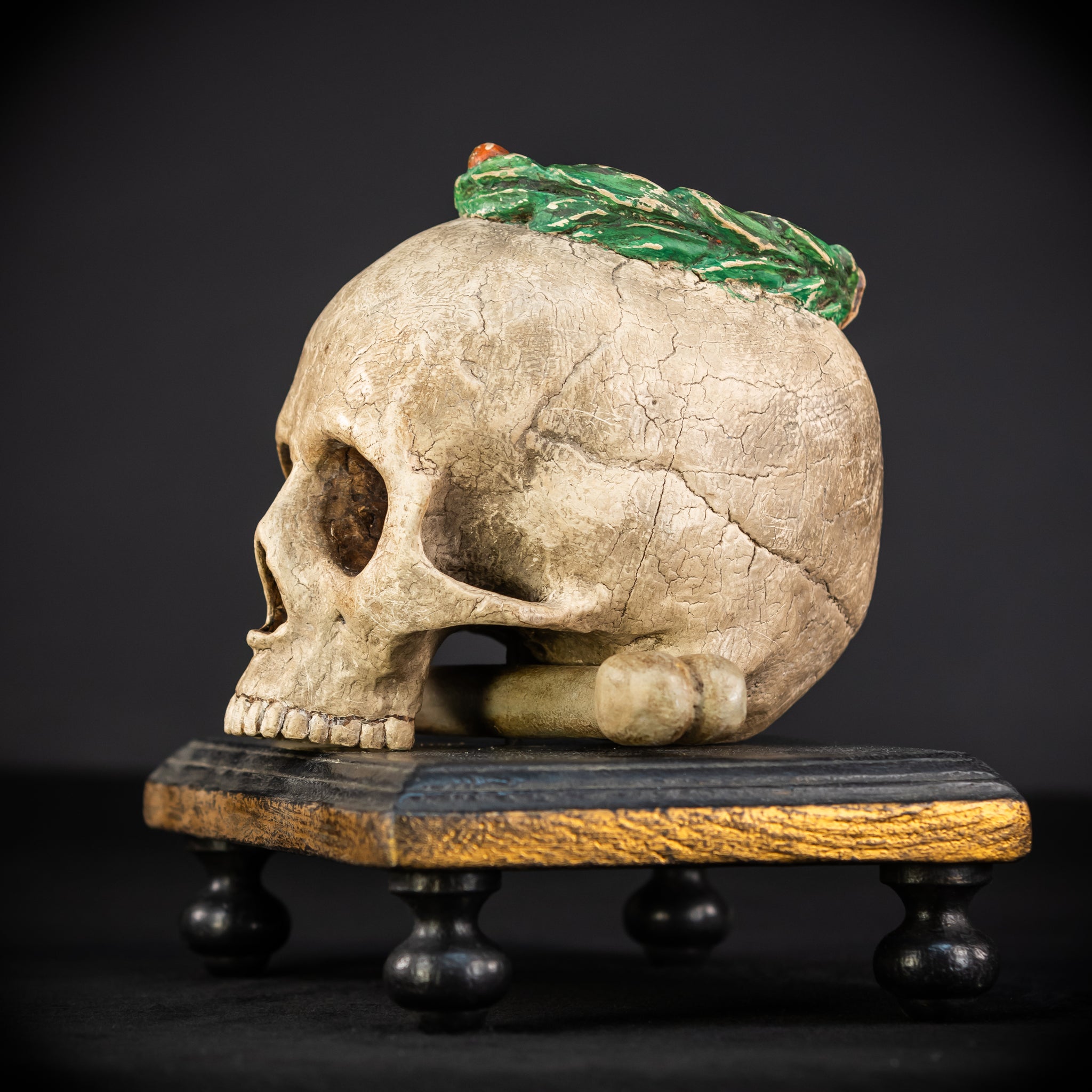 Memento Mori Wood Carving | 1700s Antique | 9.5" / 24 cm