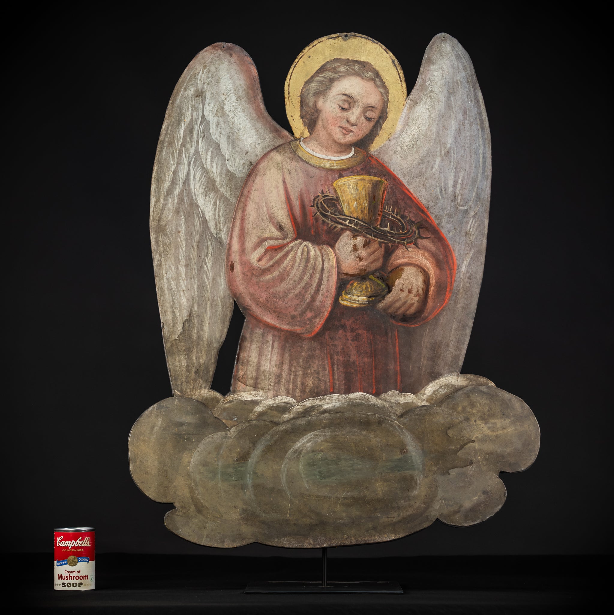 Angel Painting on Metal Sheet | 1800s Antique