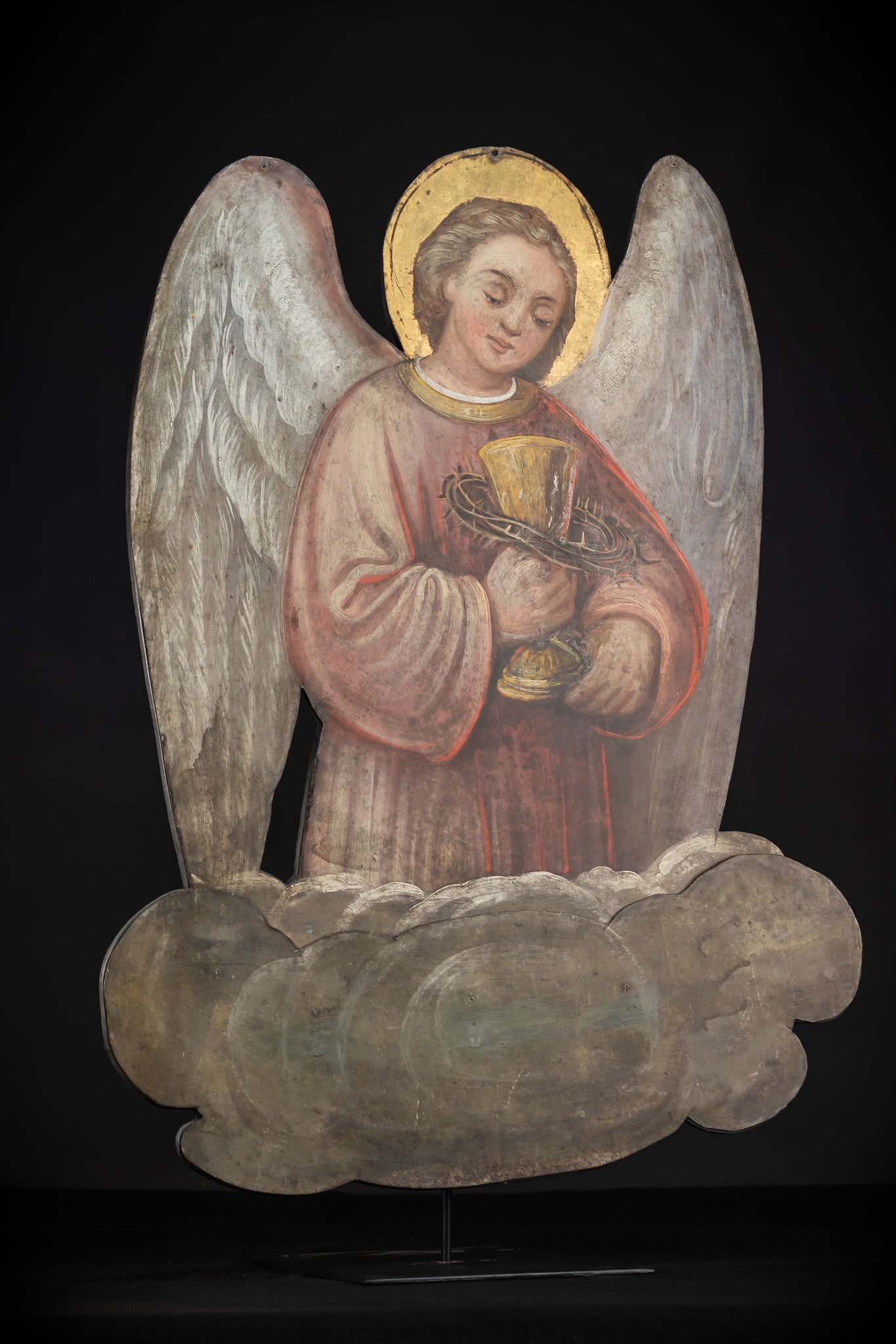 Angel Painting on Metal Sheet | 1800s Antique