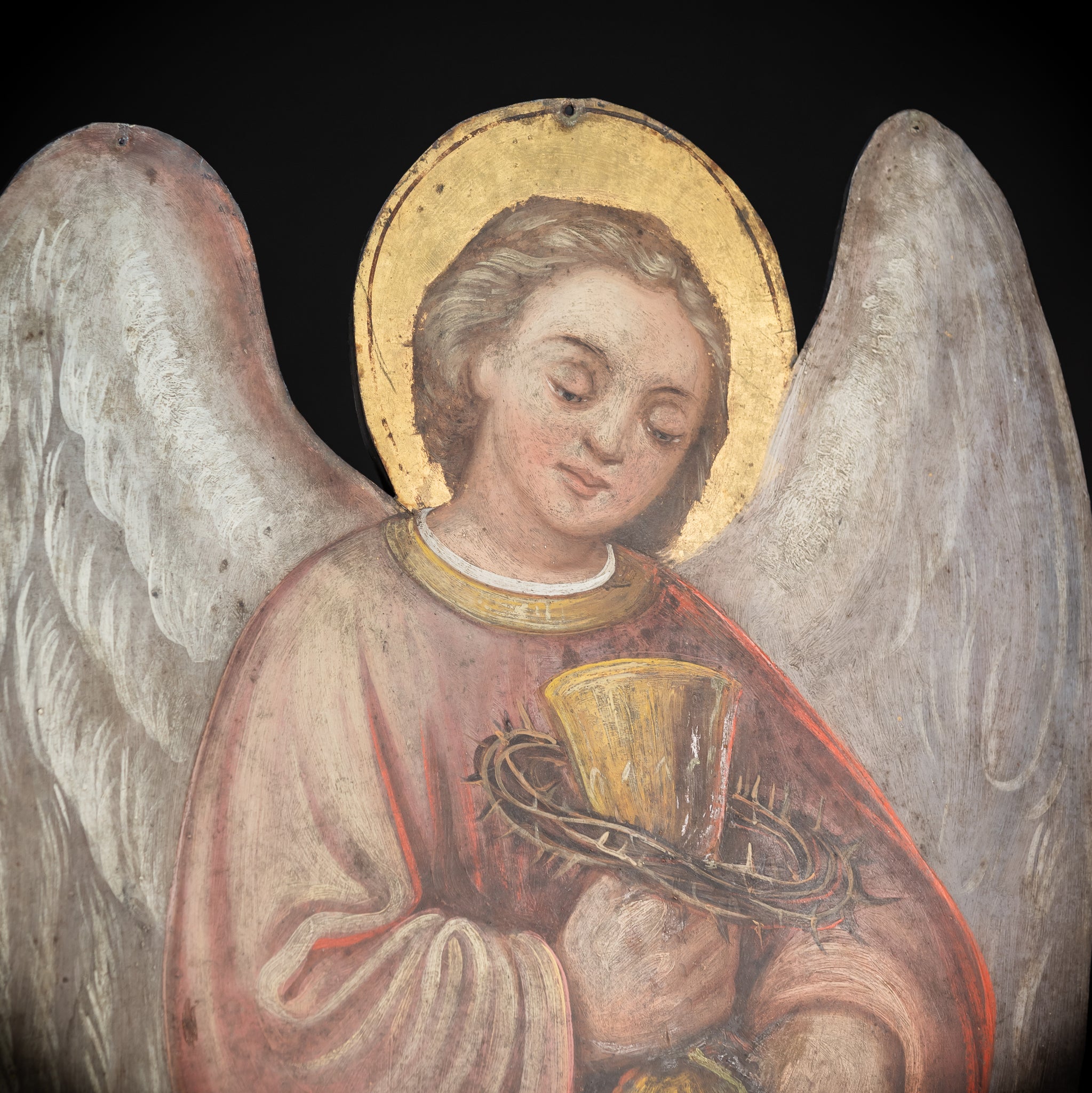 Angel Painting on Metal Sheet | 1800s Antique