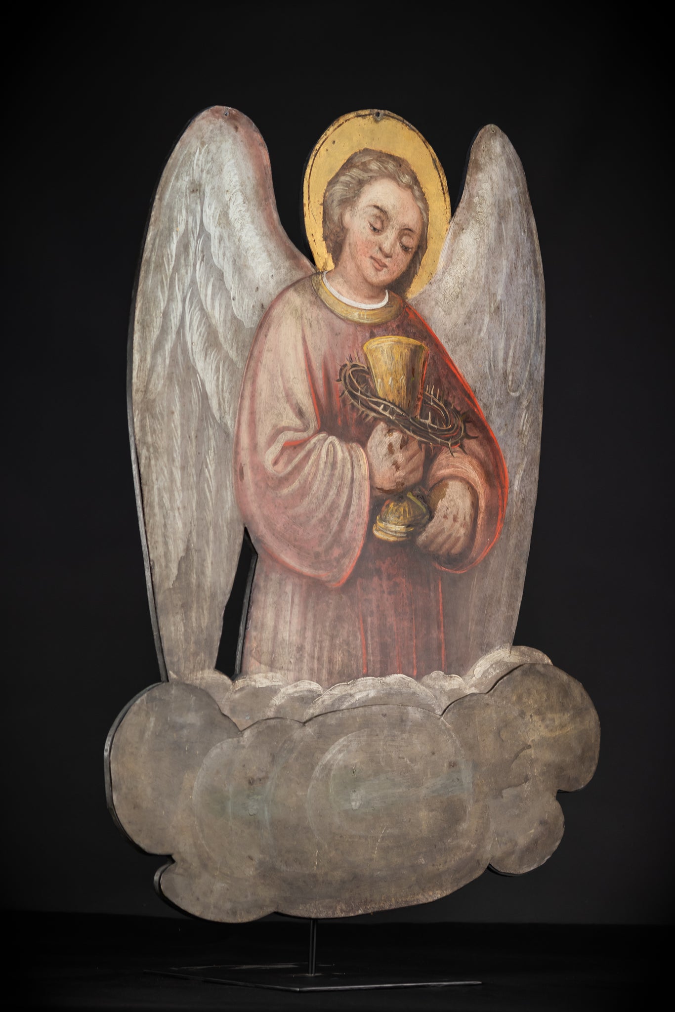 Angel Painting on Metal Sheet | 1800s Antique