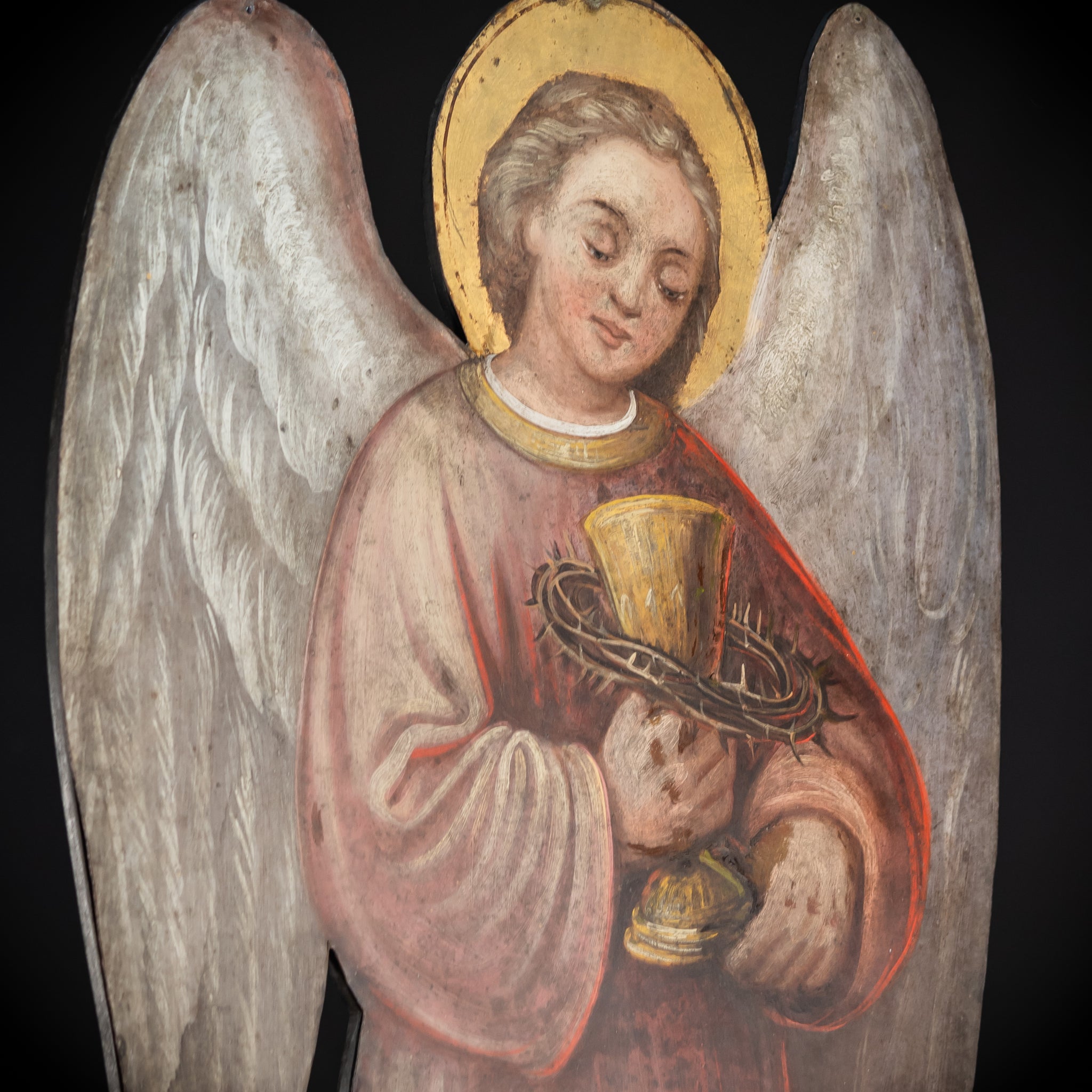 Angel Painting on Metal Sheet | 1800s Antique