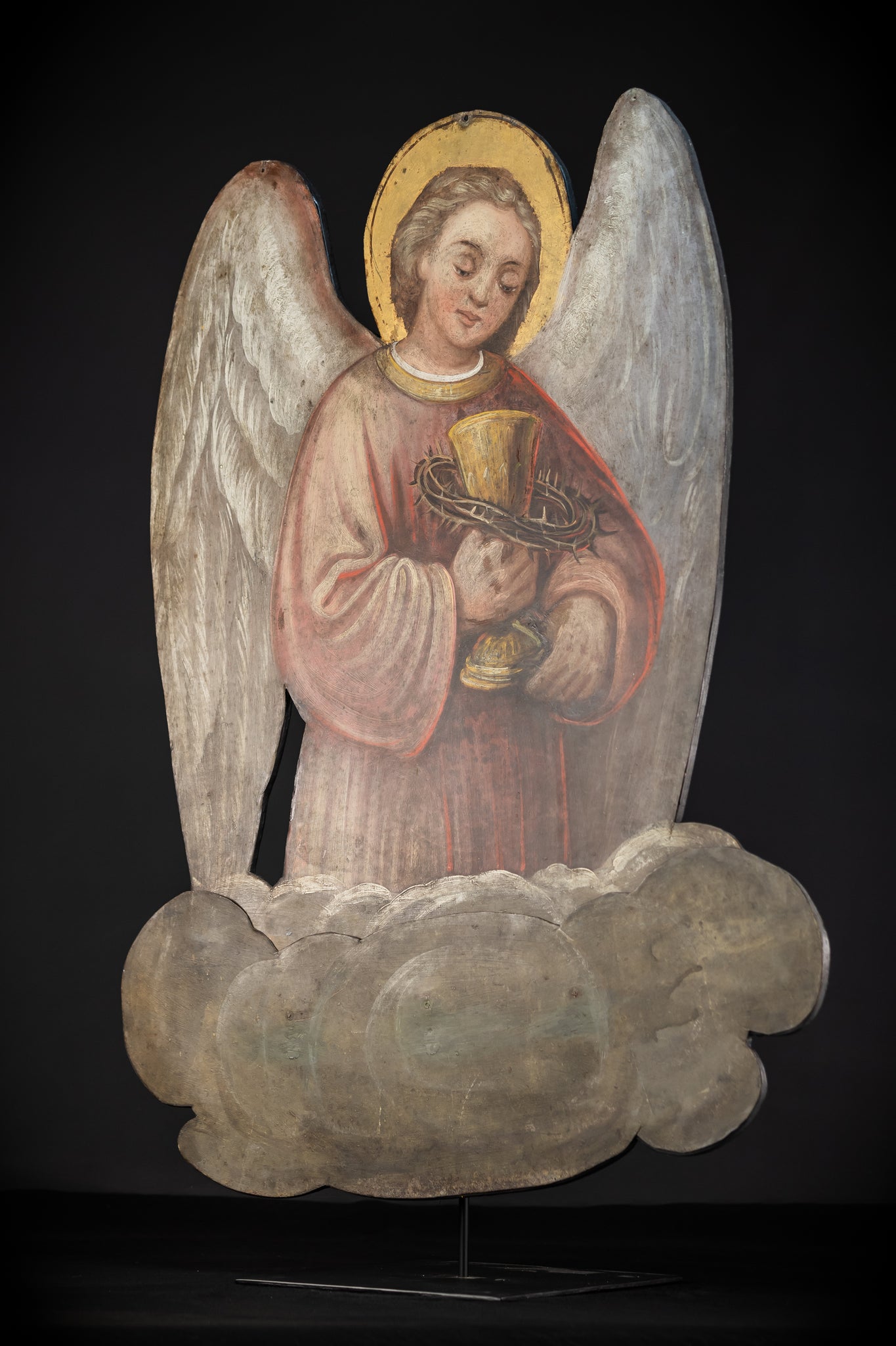 Angel Painting on Metal Sheet | 1800s Antique