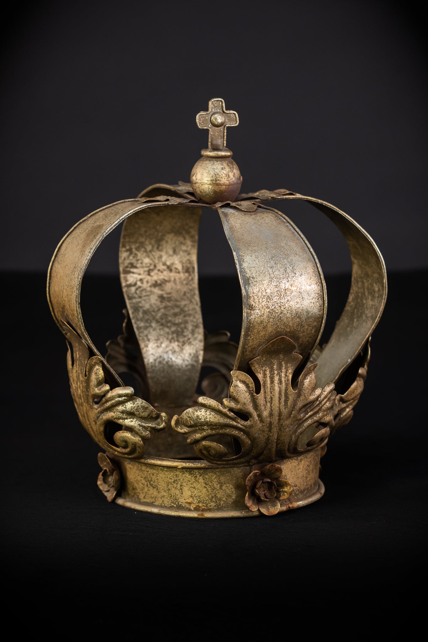 Head Crown Brass Madonna | Antique 1800s | 11.6”