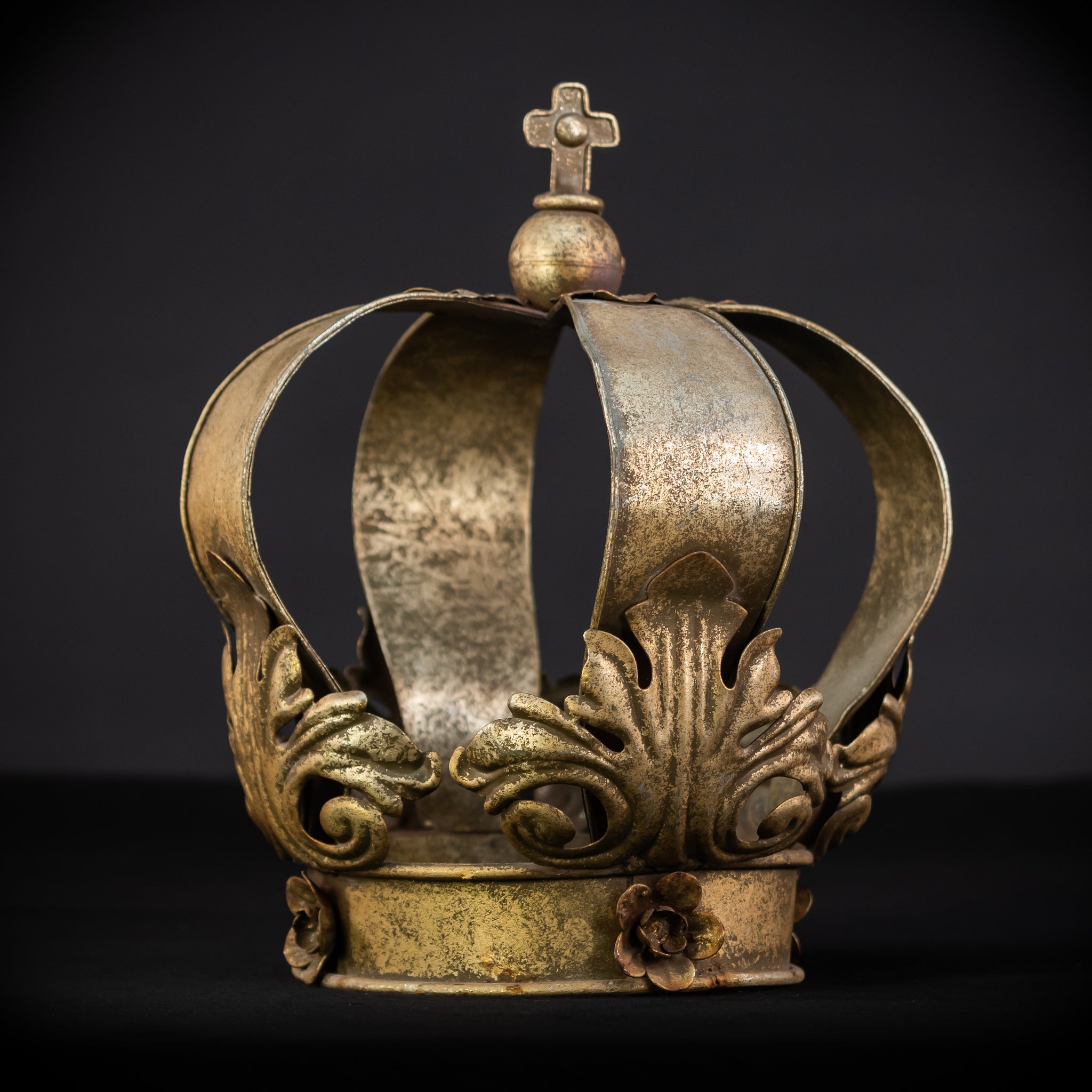 Head Crown Brass Madonna | Antique 1800s | 11.6”