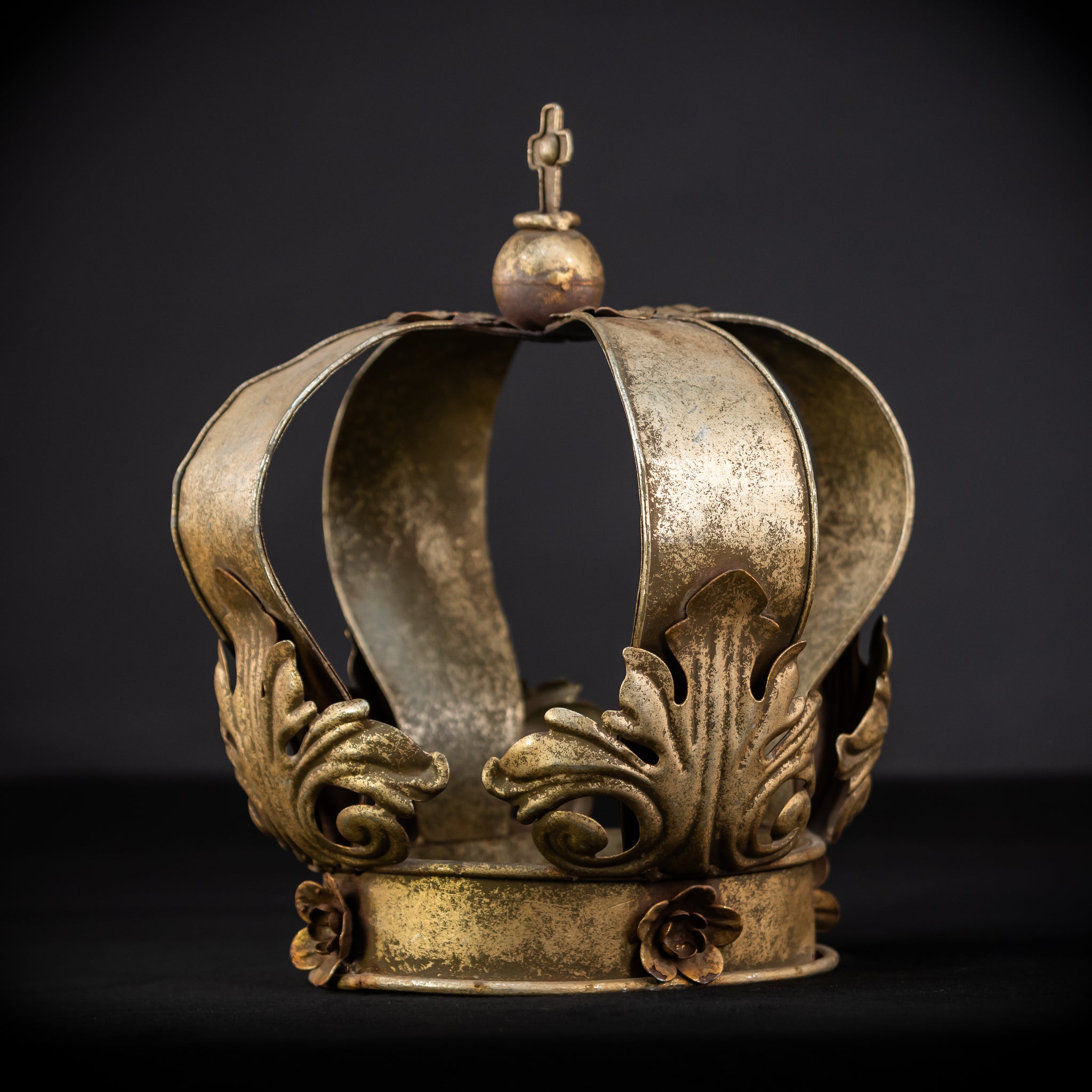 Head Crown Brass Madonna | Antique 1800s | 11.6”