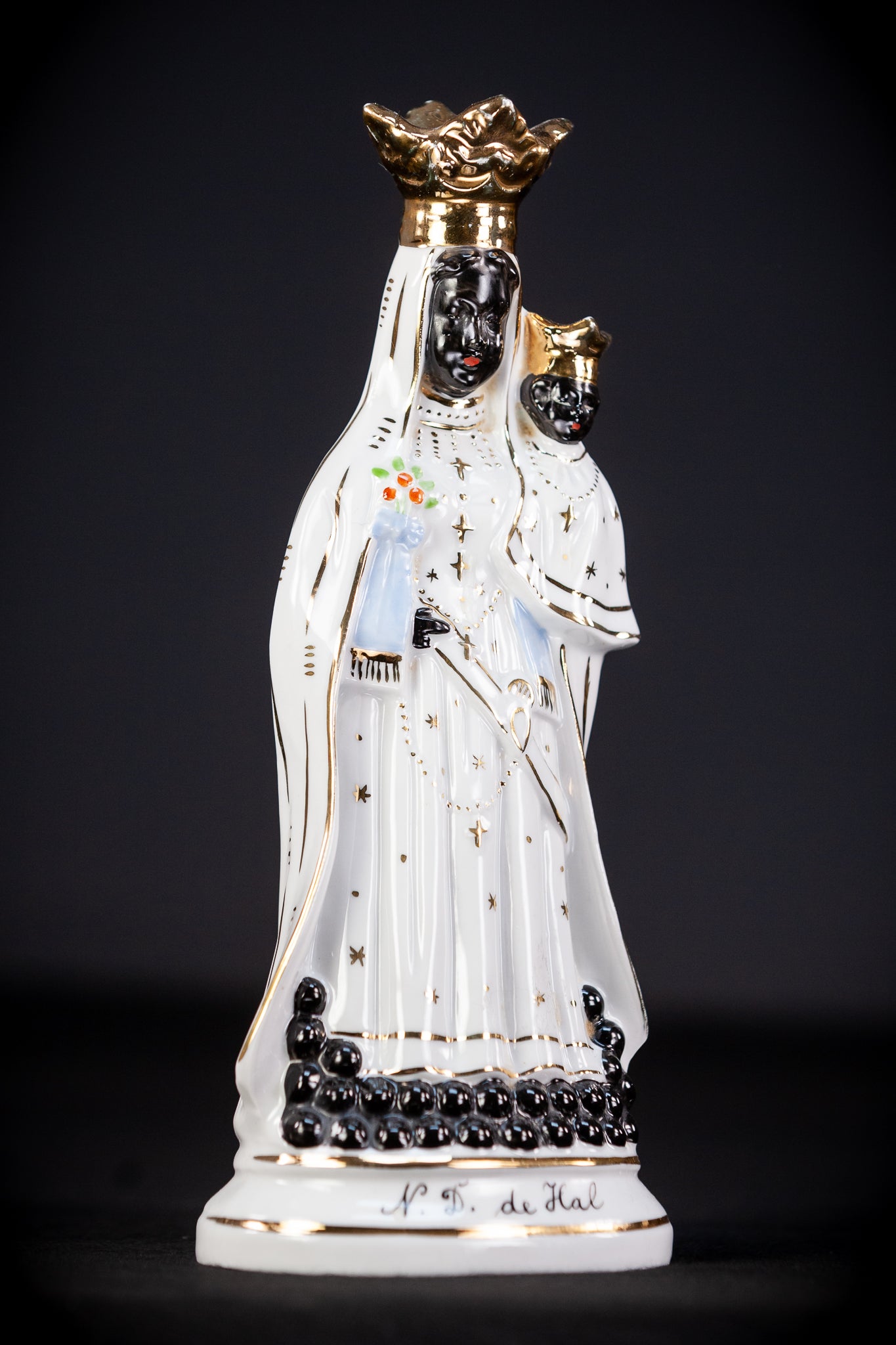 Black Madonna Porcelain Statue |  Antique 9.4" / 24 cm