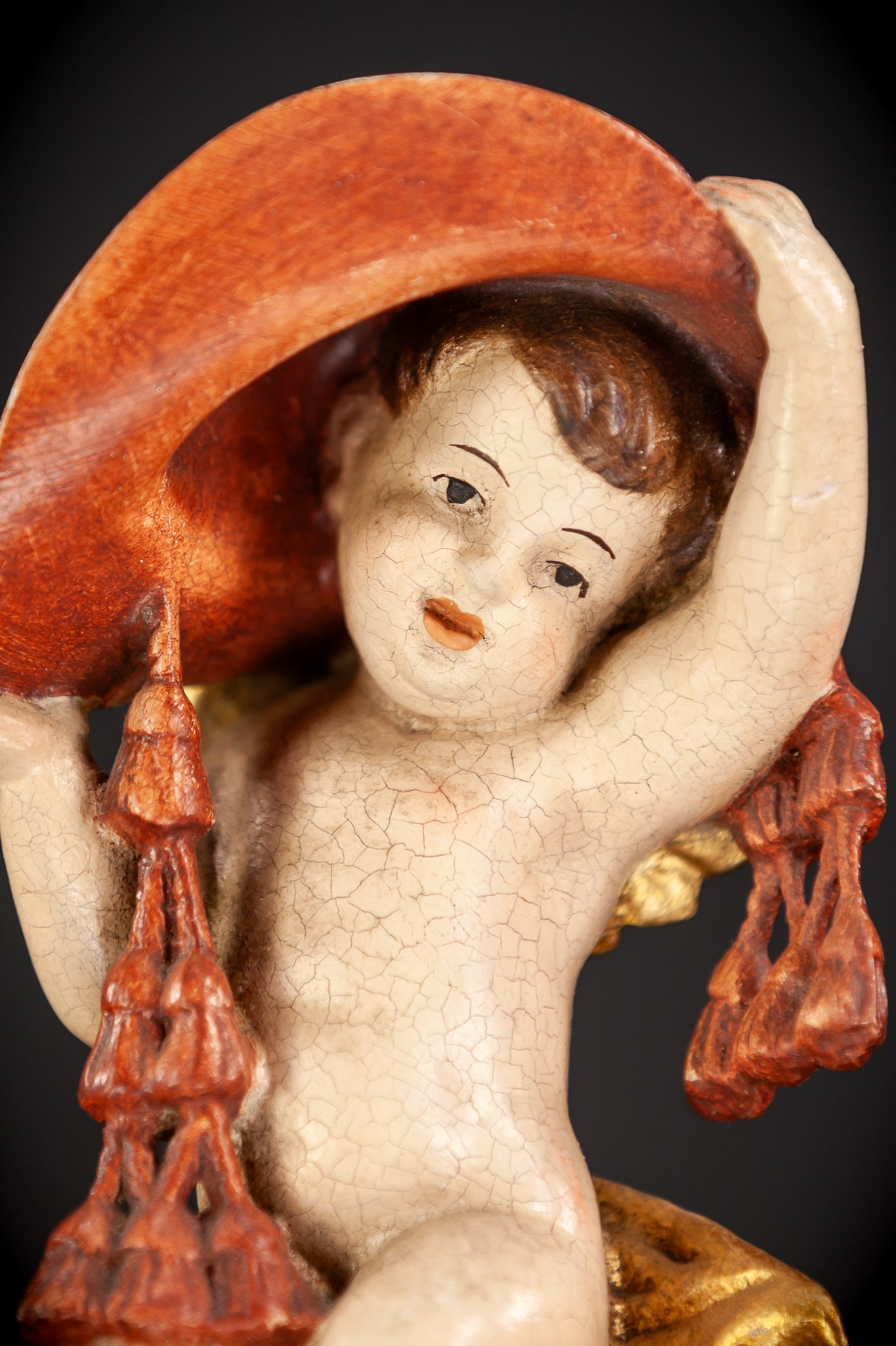 Angel Sculpture | Italian Wooden Cherub | 7.3"