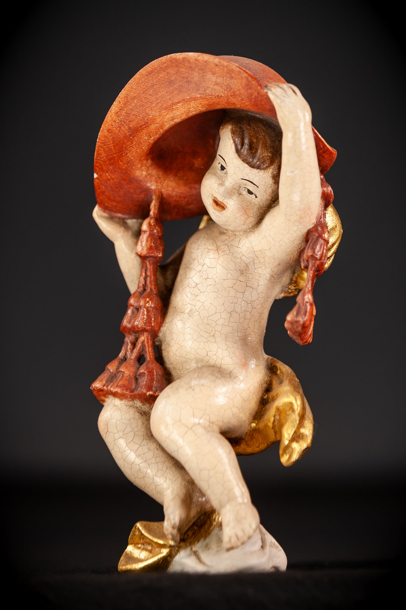 Angel Sculpture | Italian Wooden Cherub | 7.3"