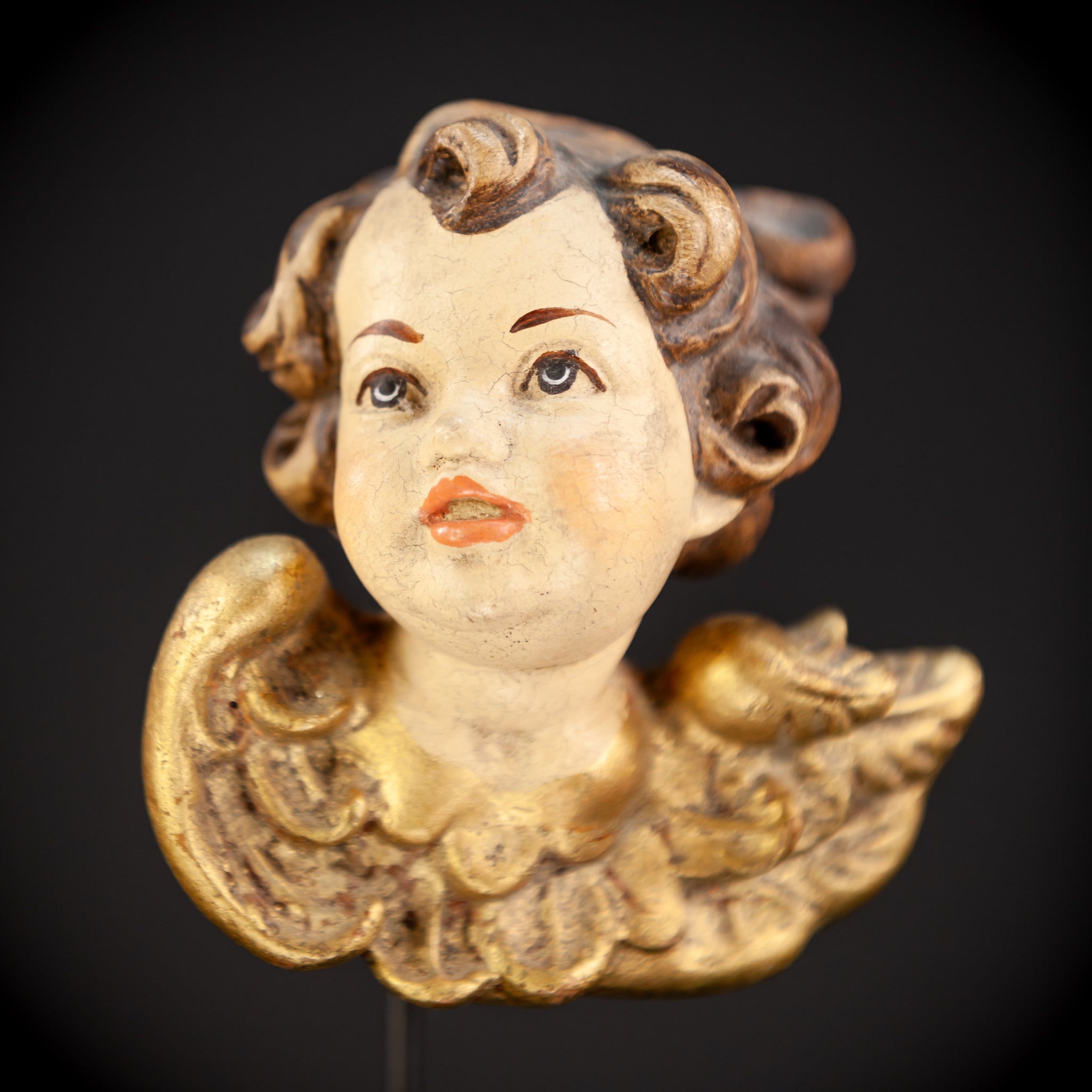 Angel Wood Carving Sculpture | mid 1900s Vintage | 5" / 12.5 cm