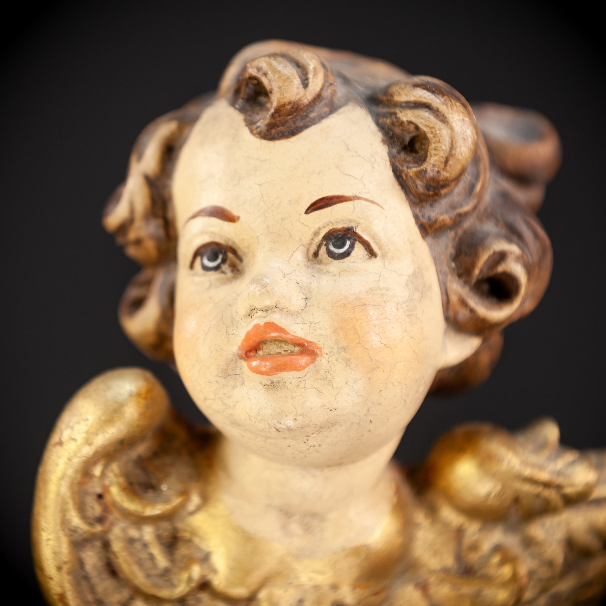 Angel Wood Carving Sculpture | mid 1900s Vintage | 5" / 12.5 cm