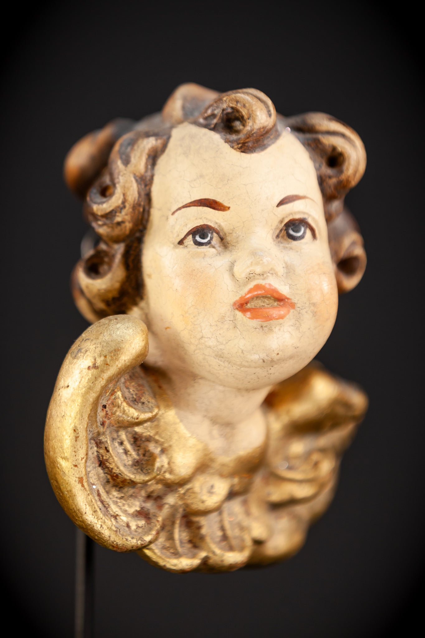 Angel Wood Carving Sculpture | mid 1900s Vintage | 5" / 12.5 cm