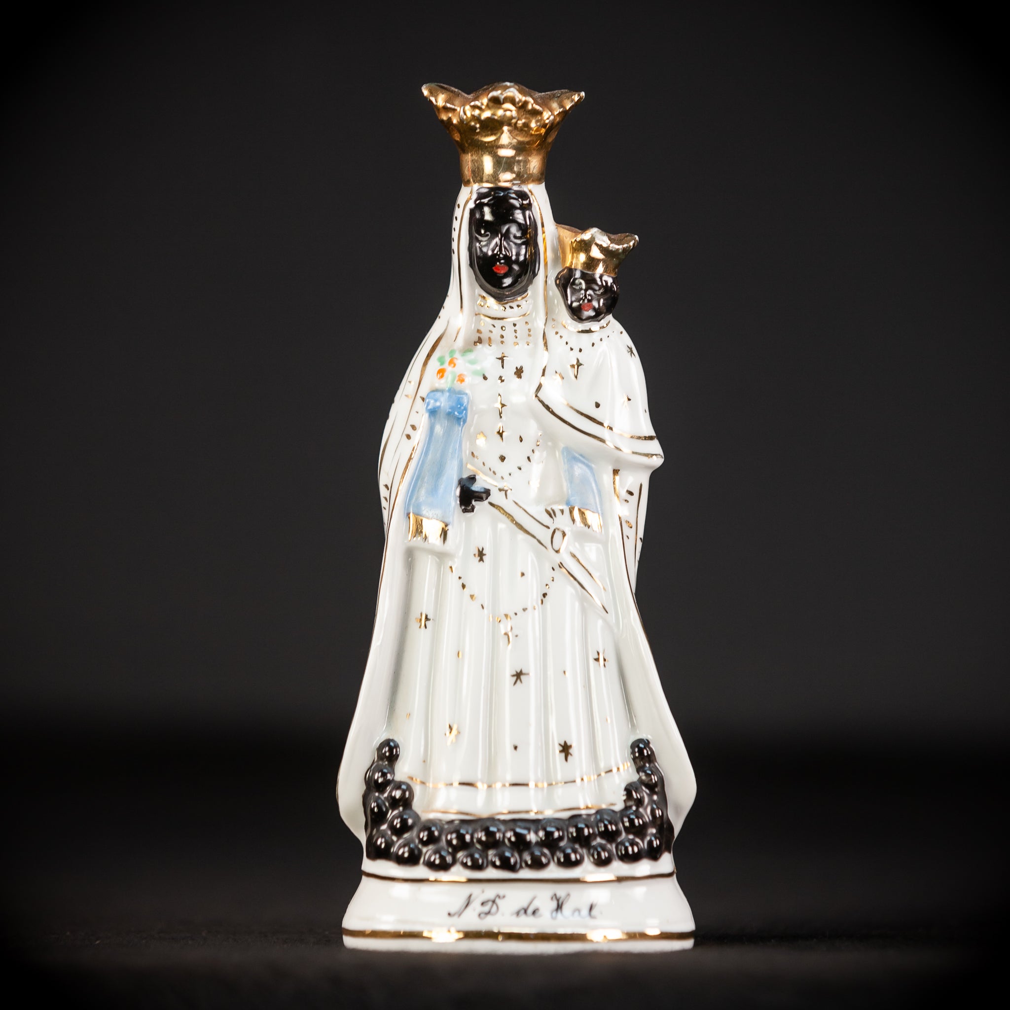 Black Madonna Porcelain Statue |  Antique 6.7" / 17 cm