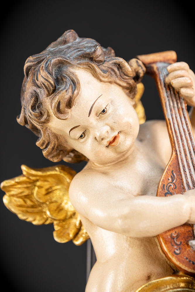 Angel Wood Carving Statue | Mid 1900s Vintage | 15" / 38 cm