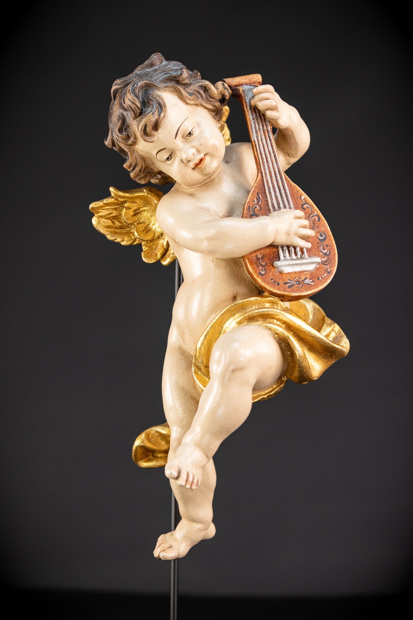 Angel Wood Carving Statue | Mid 1900s Vintage | 15" / 38 cm