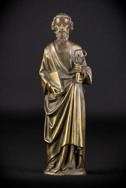 Saint Peter Bronze Statue | 1800s Antique | 6.3" / 16 cm