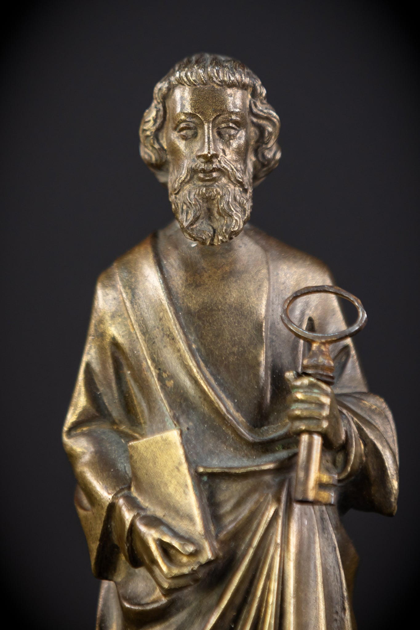 Saint Peter Bronze Statue | 1800s Antique | 6.3" / 16 cm