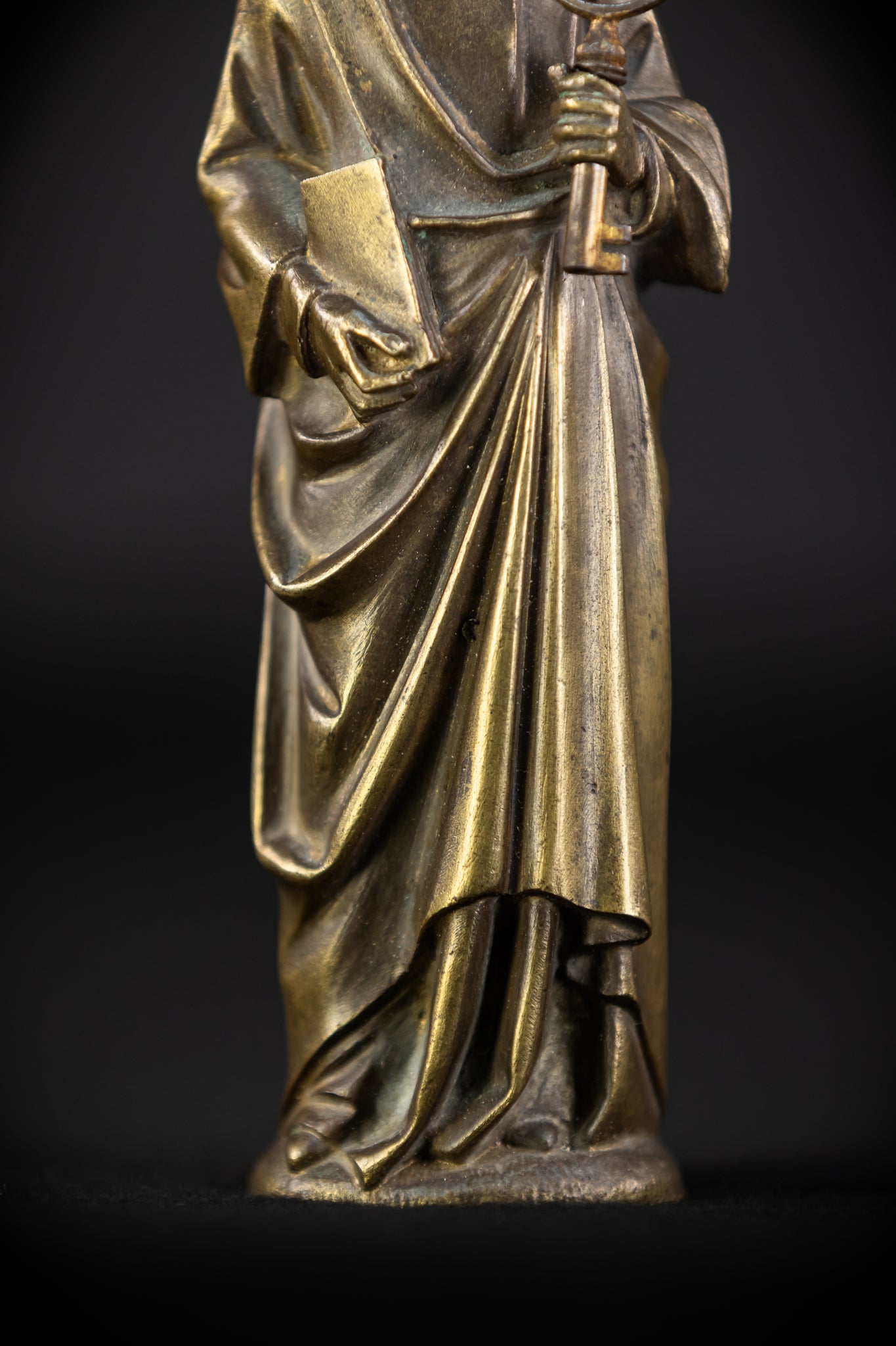 Saint Peter Bronze Statue | 1800s Antique | 6.3" / 16 cm