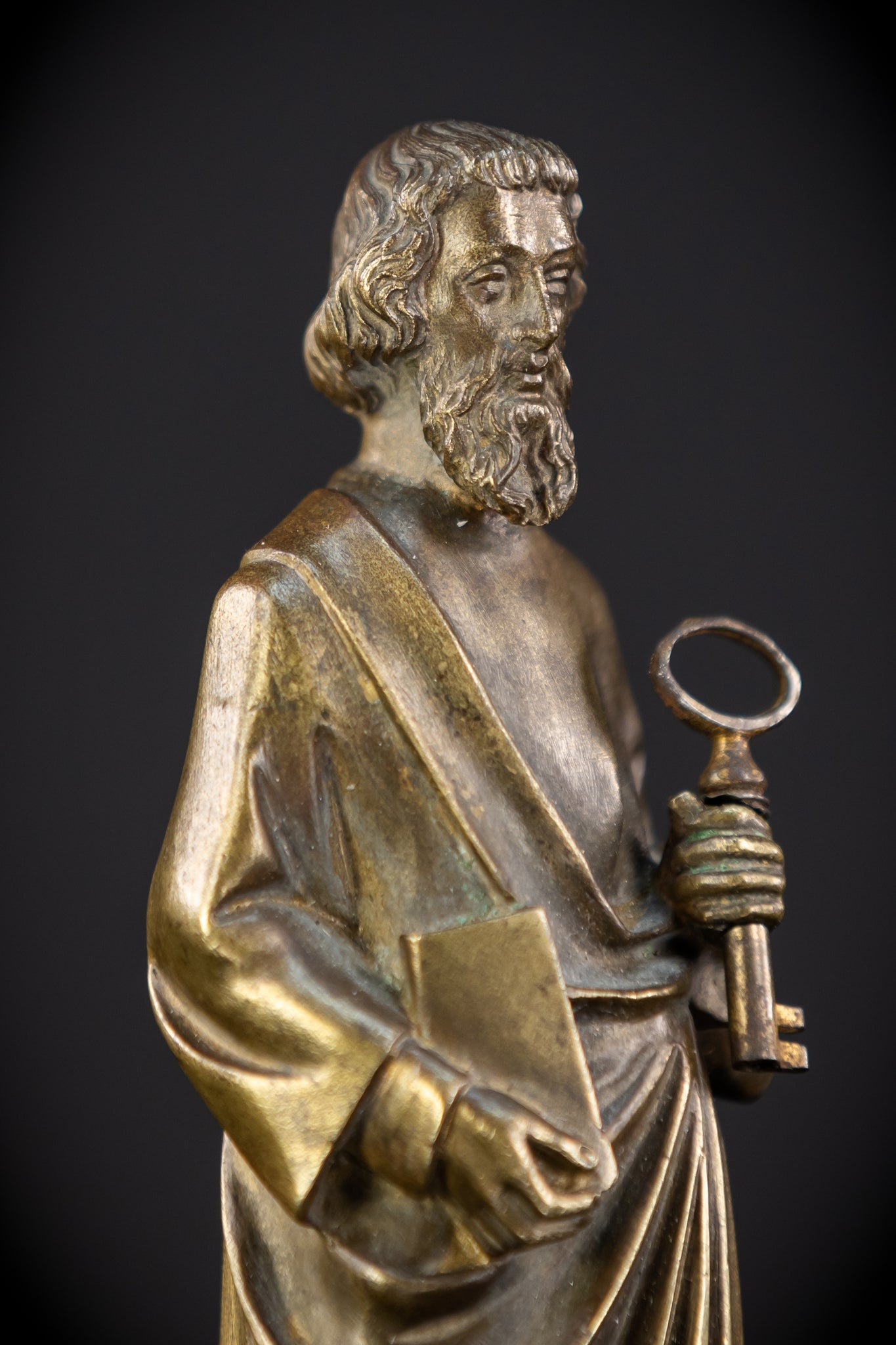 Saint Peter Bronze Statue | 1800s Antique | 6.3" / 16 cm