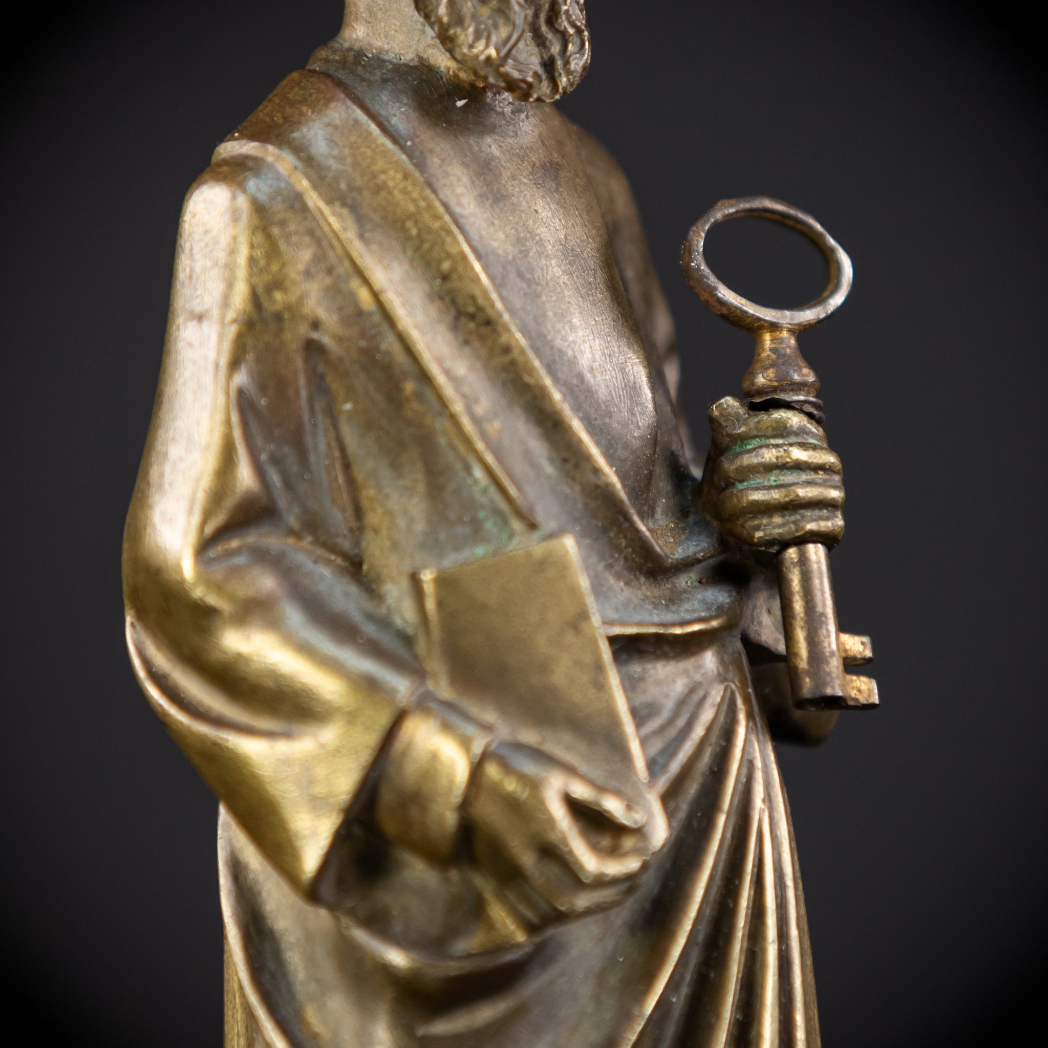 Saint Peter Bronze Statue | 1800s Antique | 6.3" / 16 cm