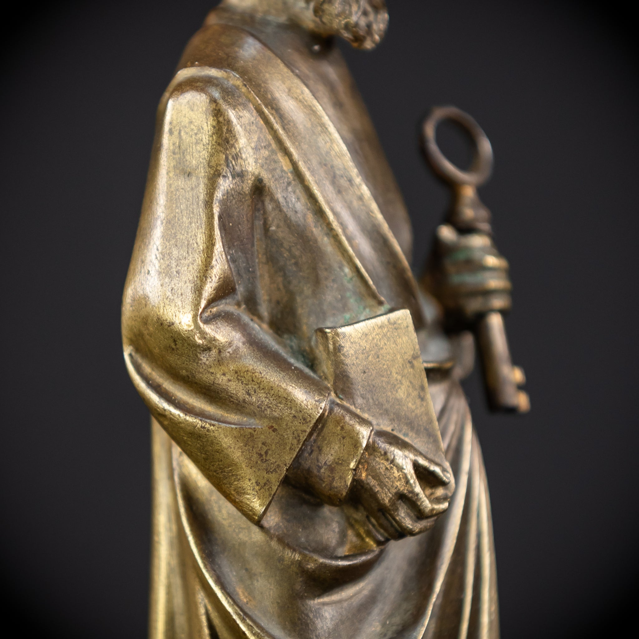 Saint Peter Bronze Statue | 1800s Antique | 6.3" / 16 cm