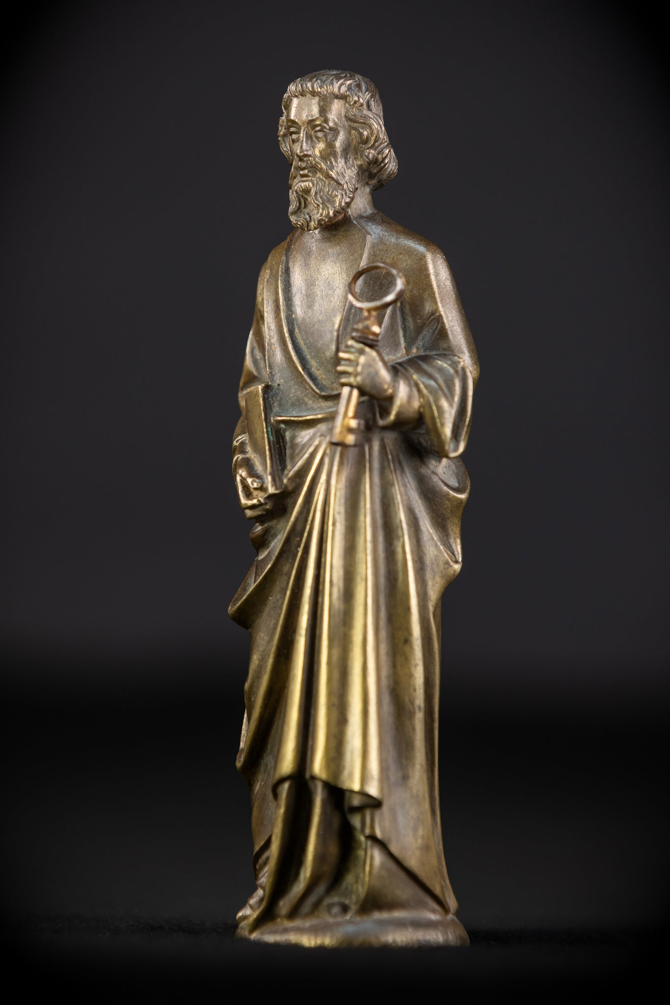 Saint Peter Bronze Statue | 1800s Antique | 6.3" / 16 cm